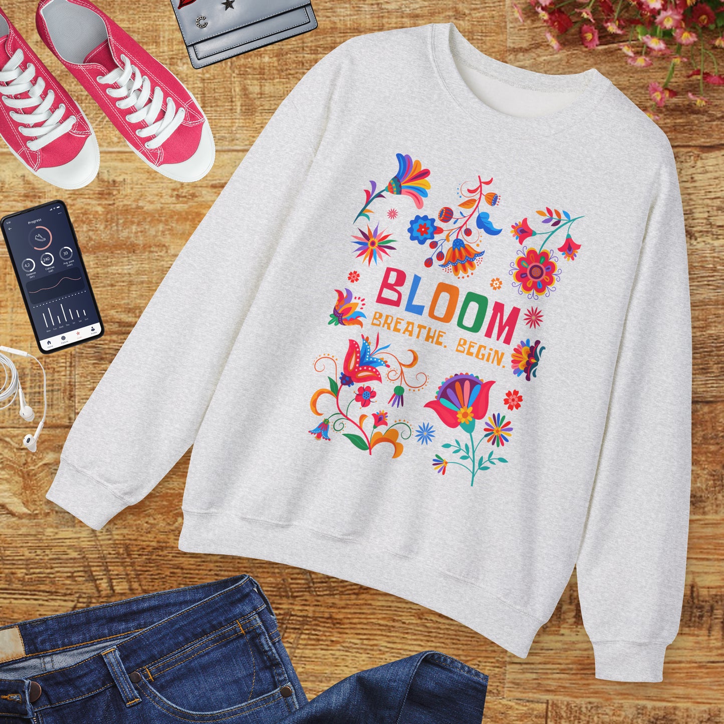 🌺Bloom. Breathe. Begin. Crewneck Sweatshirt