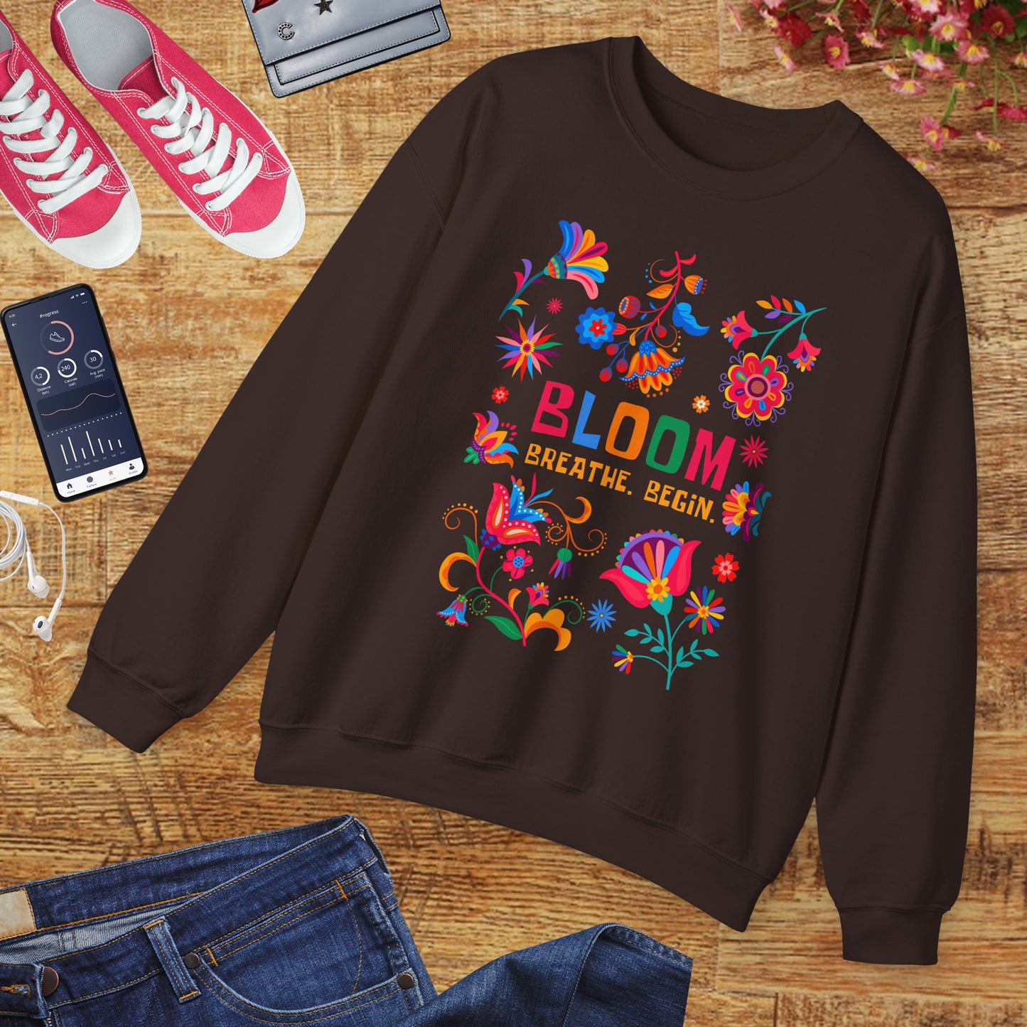 🌺Bloom. Breathe. Begin. Crewneck Sweatshirt