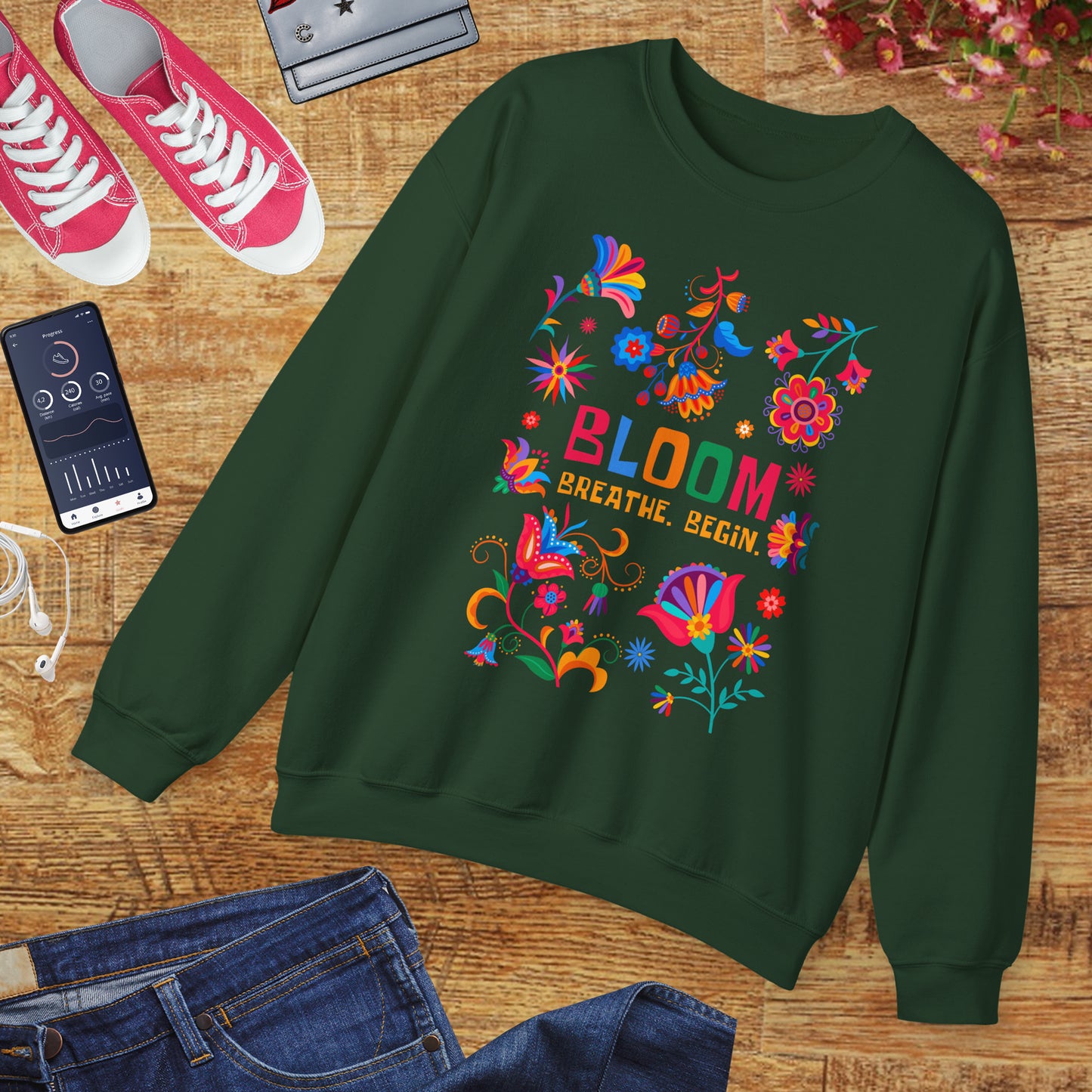 🌺Bloom. Breathe. Begin. Crewneck Sweatshirt