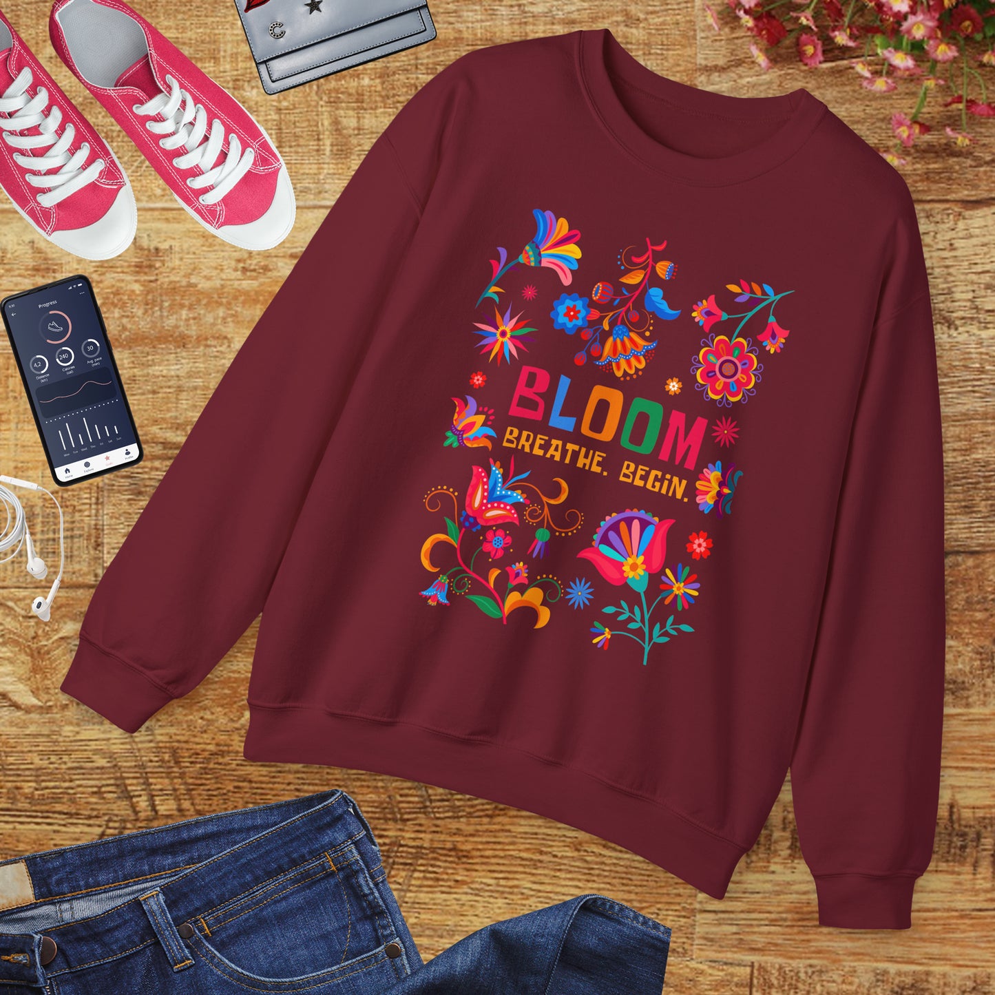 🌺Bloom. Breathe. Begin. Crewneck Sweatshirt