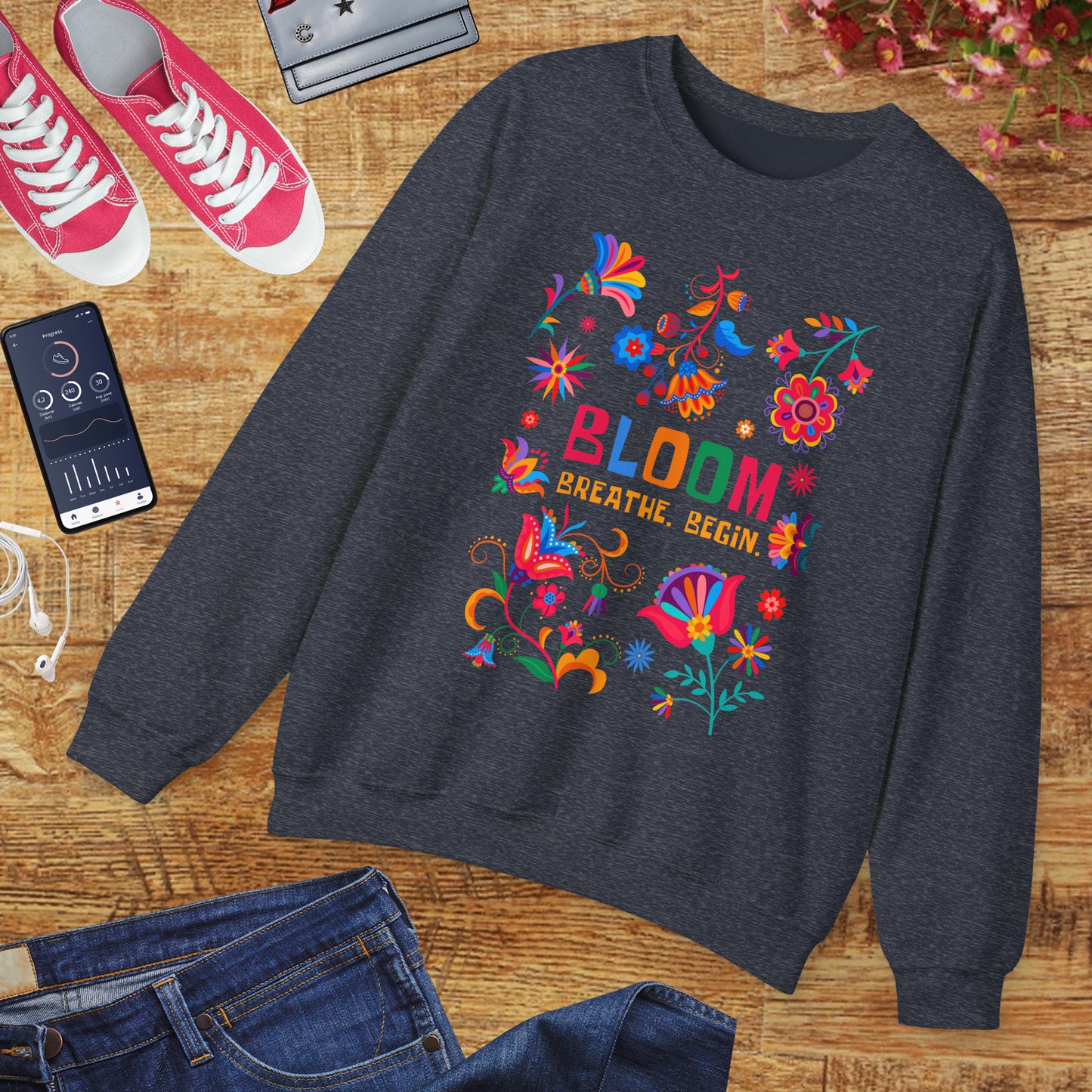 🌺Bloom. Breathe. Begin. Crewneck Sweatshirt