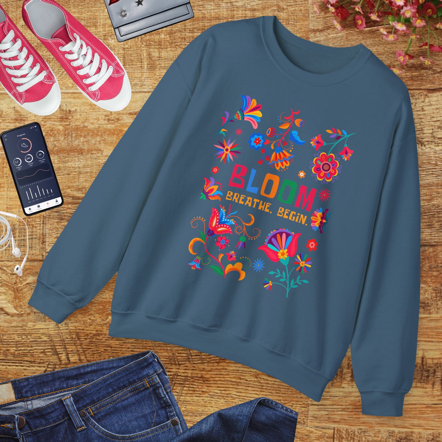🌺Bloom. Breathe. Begin. Crewneck Sweatshirt