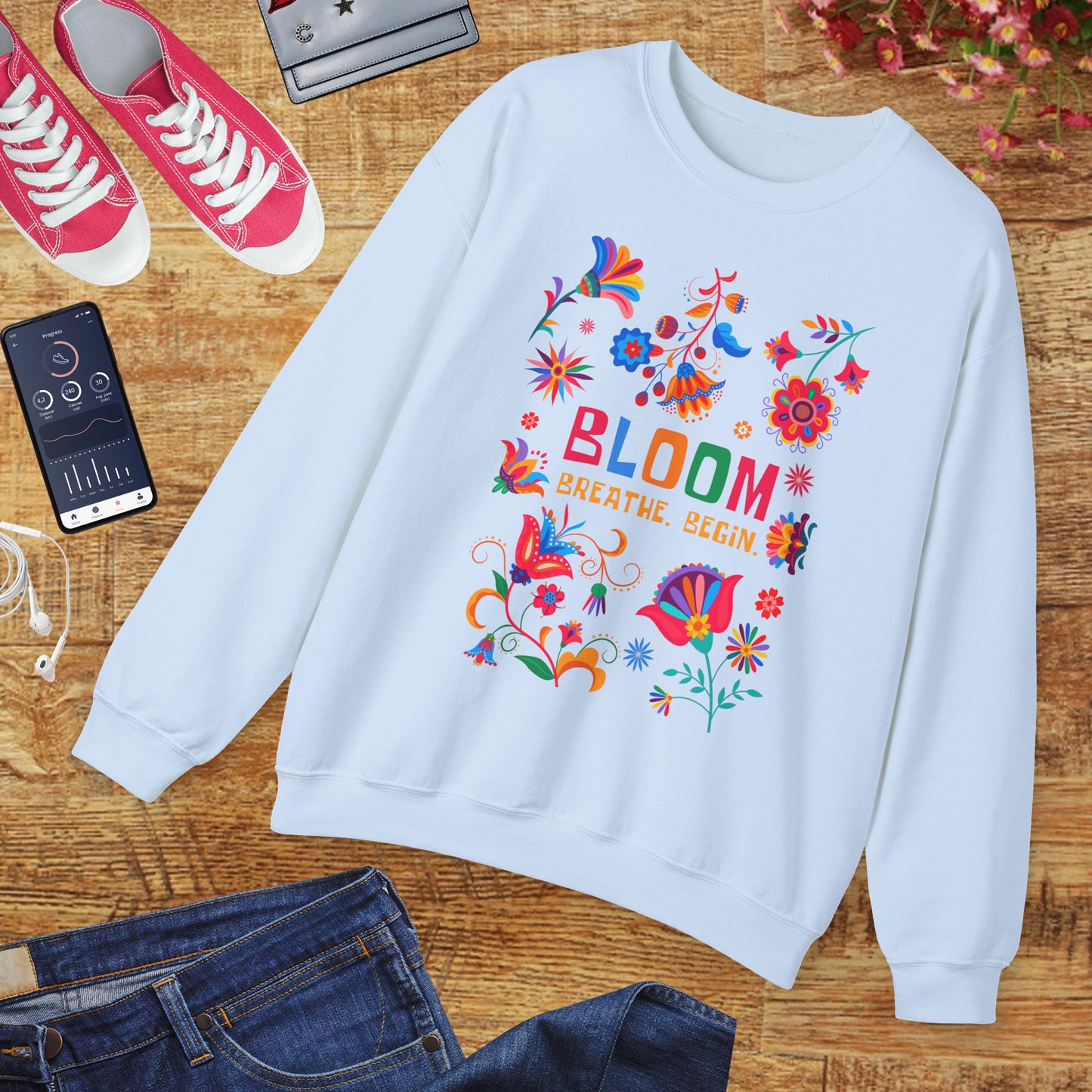 🌺Bloom. Breathe. Begin. Crewneck Sweatshirt