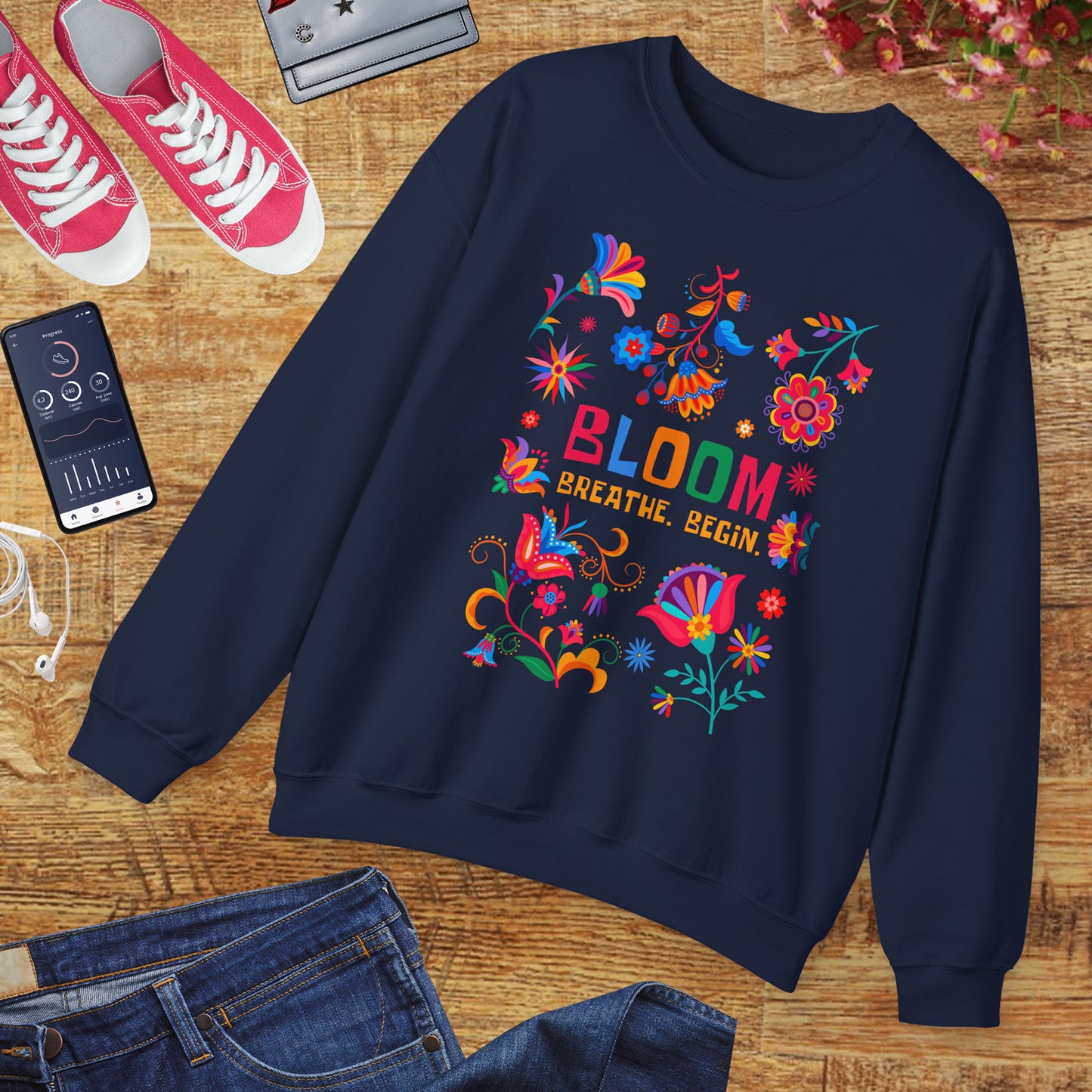 🌺Bloom. Breathe. Begin. Crewneck Sweatshirt