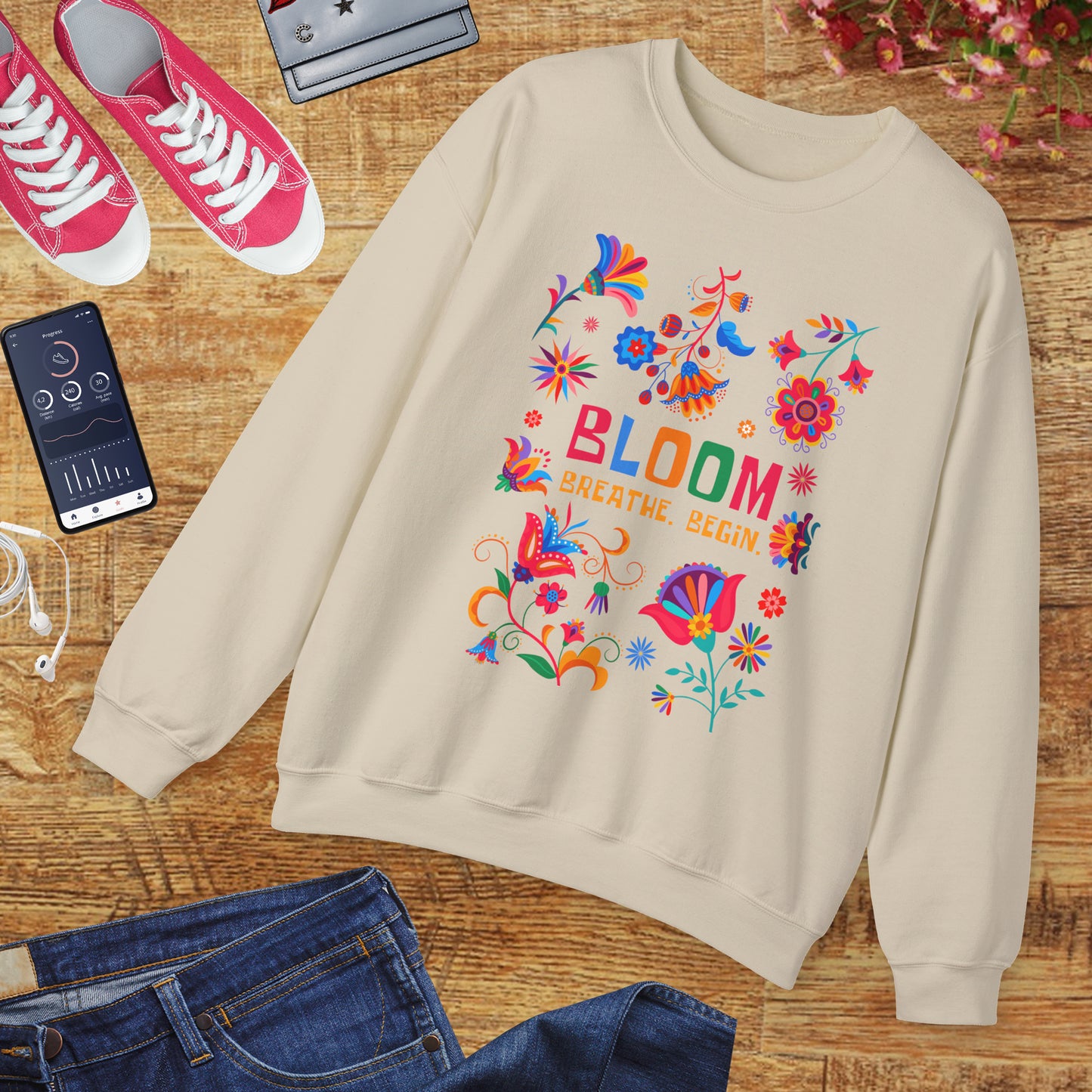 🌺Bloom. Breathe. Begin. Crewneck Sweatshirt