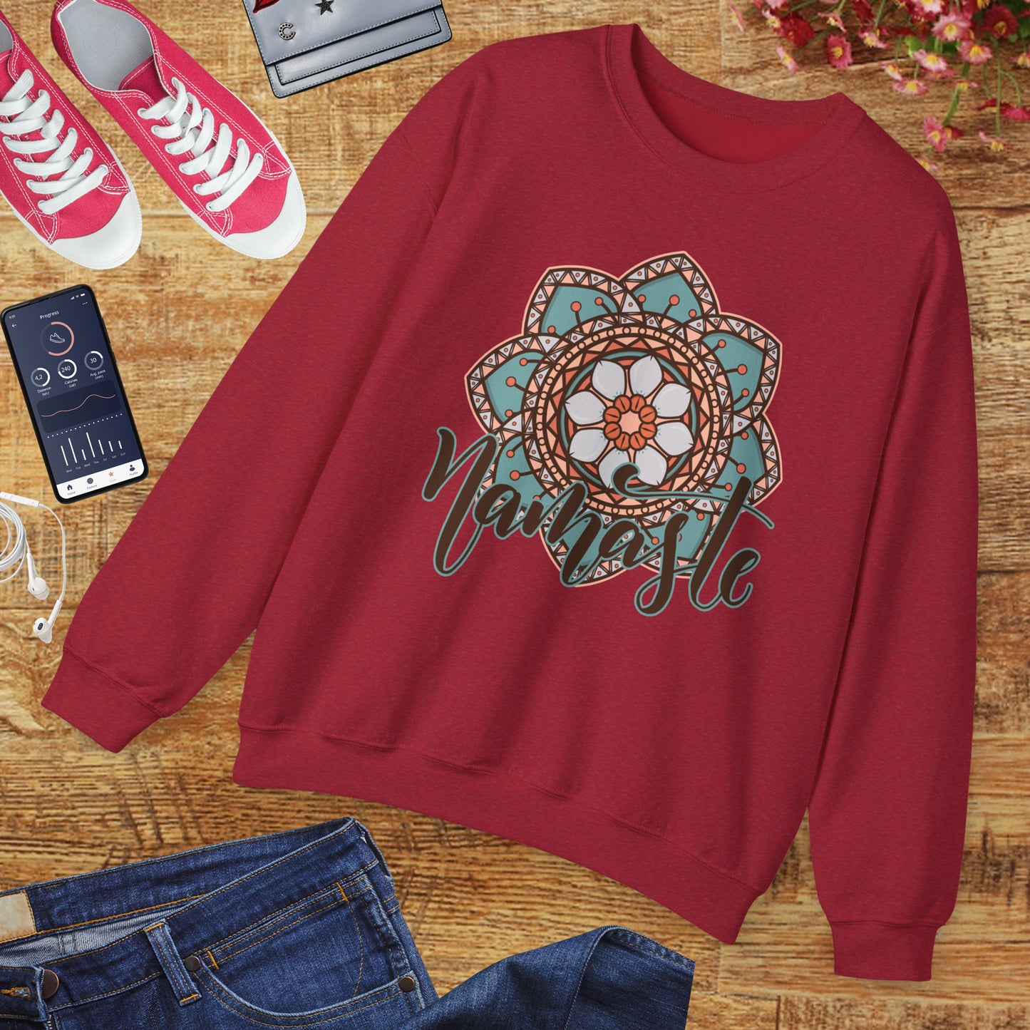 Namaste in Bloom🌸 - Mandala Crewneck Sweatshirt