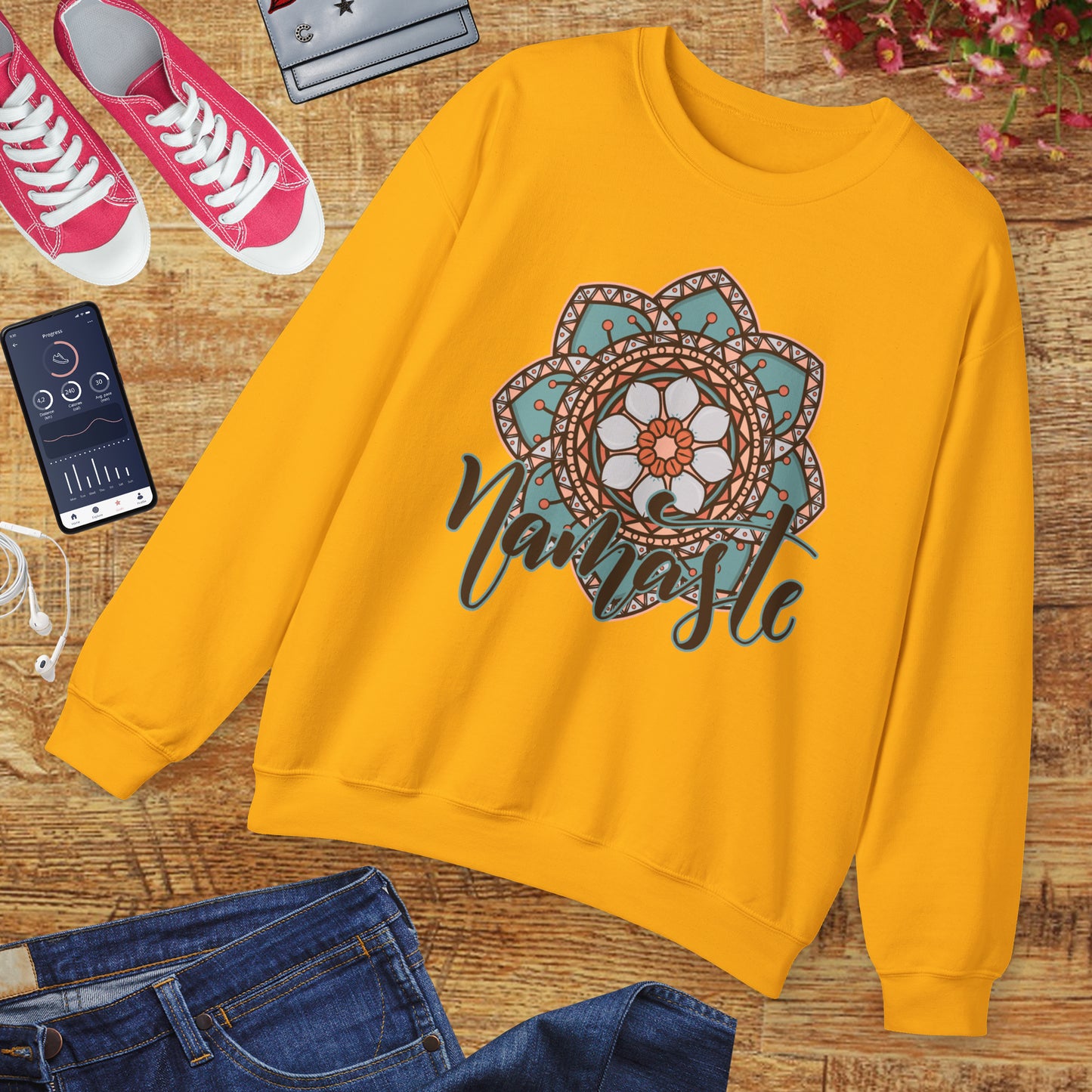 Namaste in Bloom🌸 - Mandala Crewneck Sweatshirt