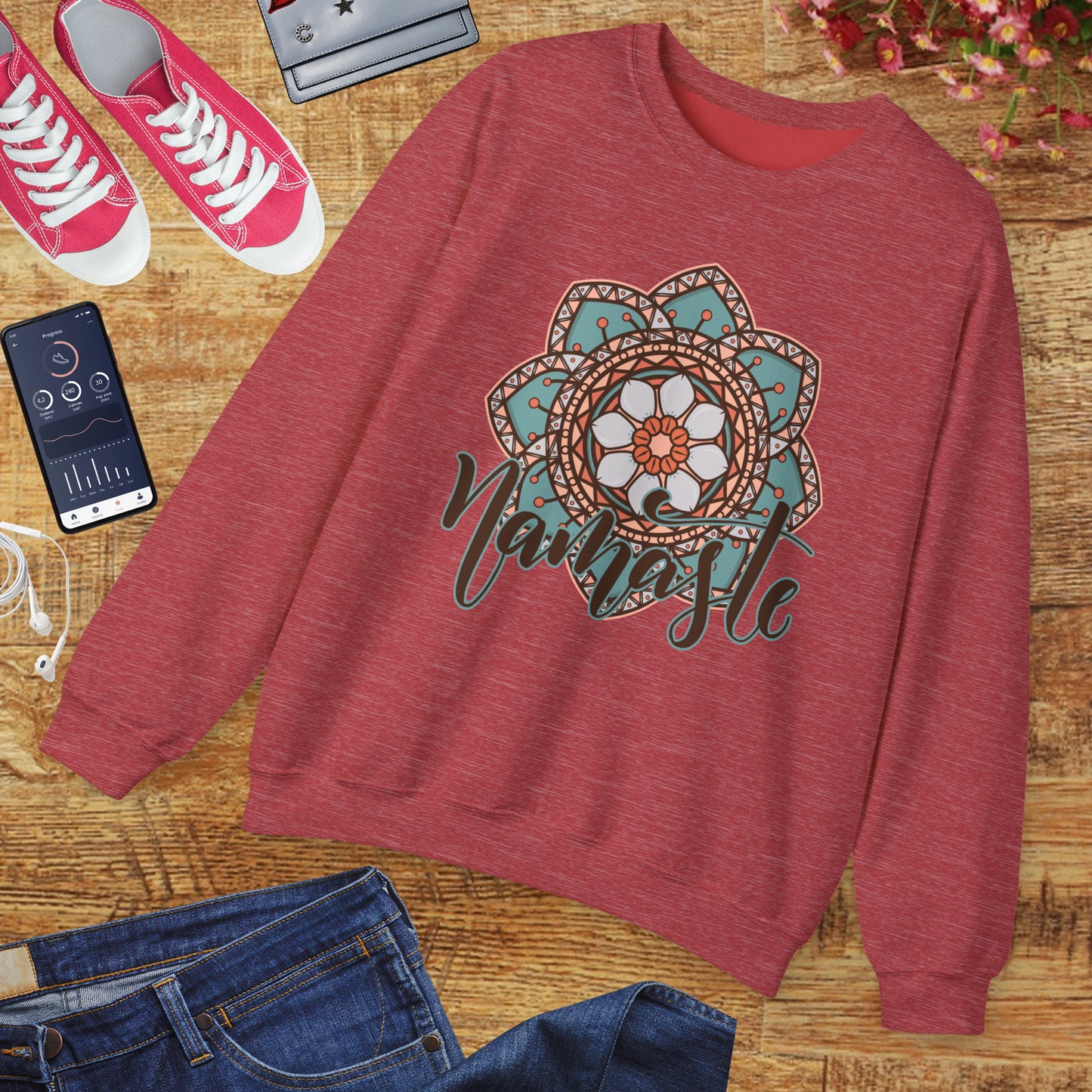 Namaste in Bloom🌸 - Mandala Crewneck Sweatshirt