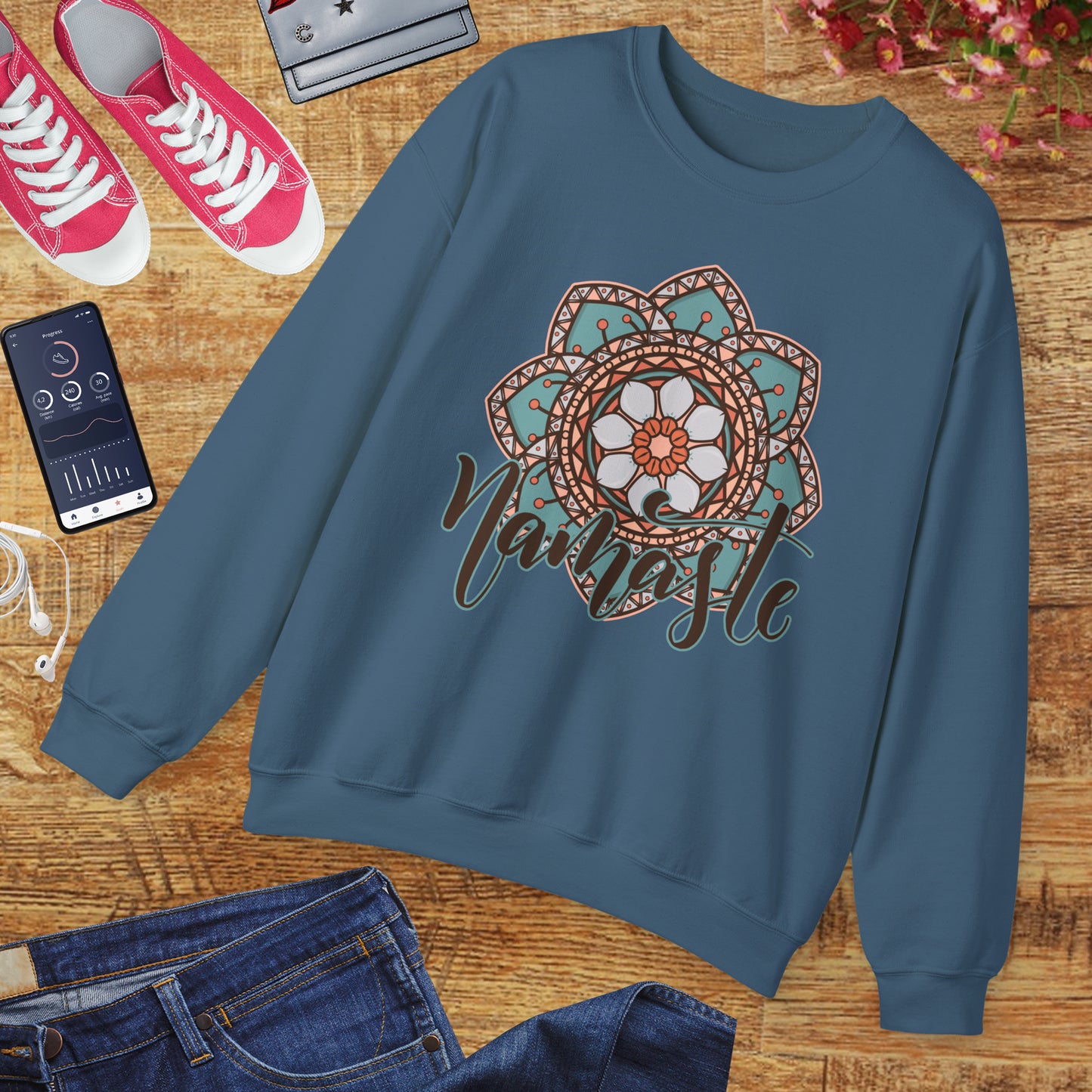 Namaste in Bloom🌸 - Mandala Crewneck Sweatshirt