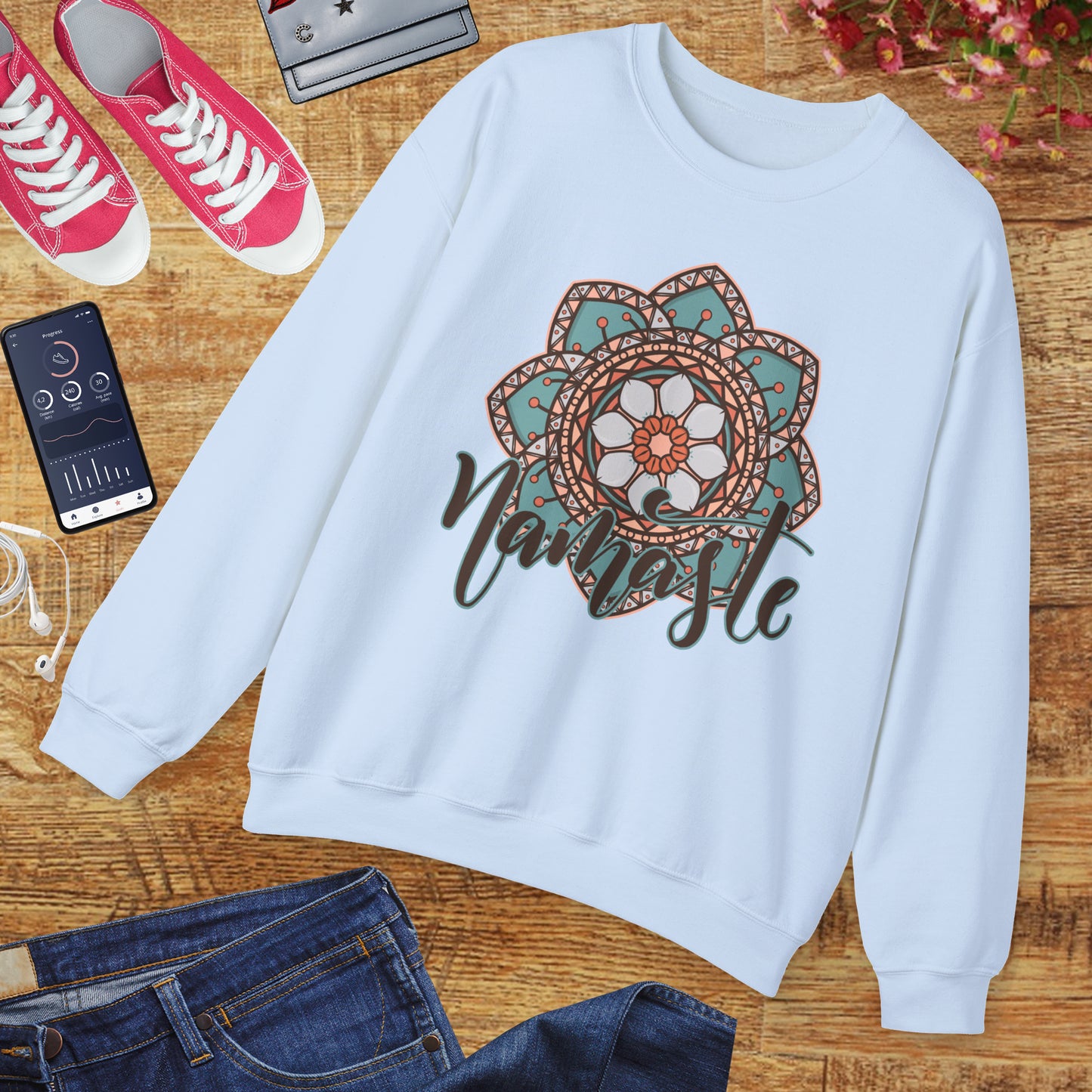 Namaste in Bloom🌸 - Mandala Crewneck Sweatshirt