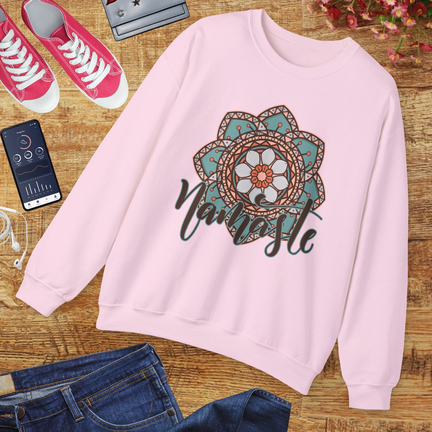 Namaste in Bloom🌸 - Mandala Crewneck Sweatshirt