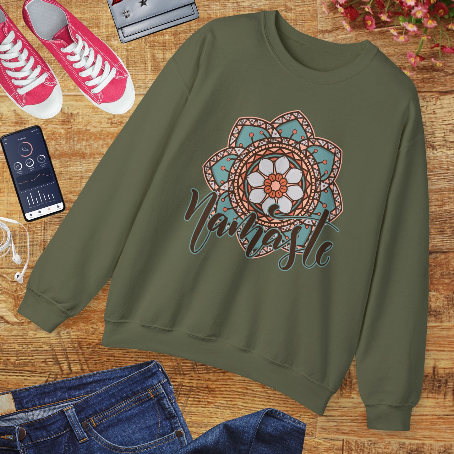 Namaste in Bloom🌸 - Mandala Crewneck Sweatshirt