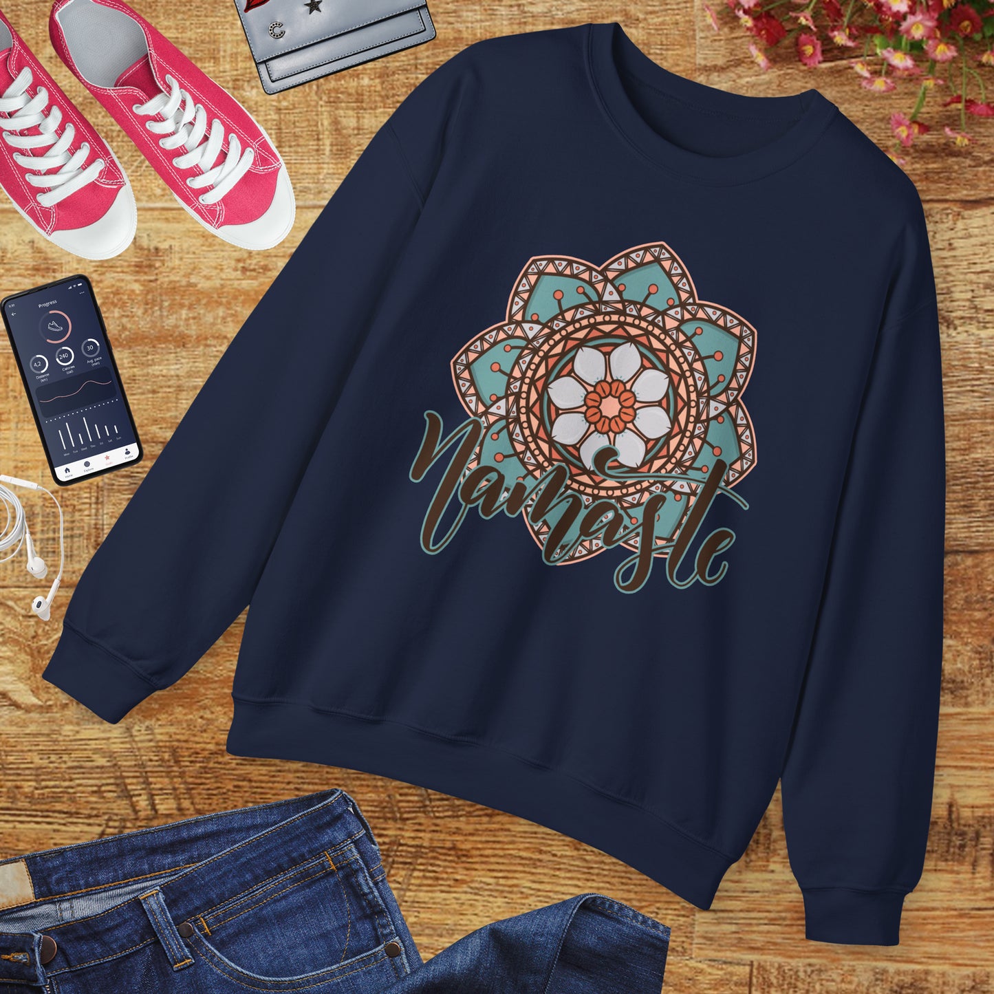 Namaste in Bloom🌸 - Mandala Crewneck Sweatshirt