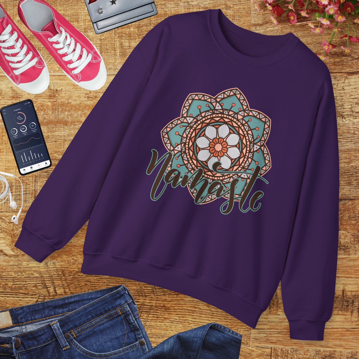 Namaste in Bloom🌸 - Mandala Crewneck Sweatshirt