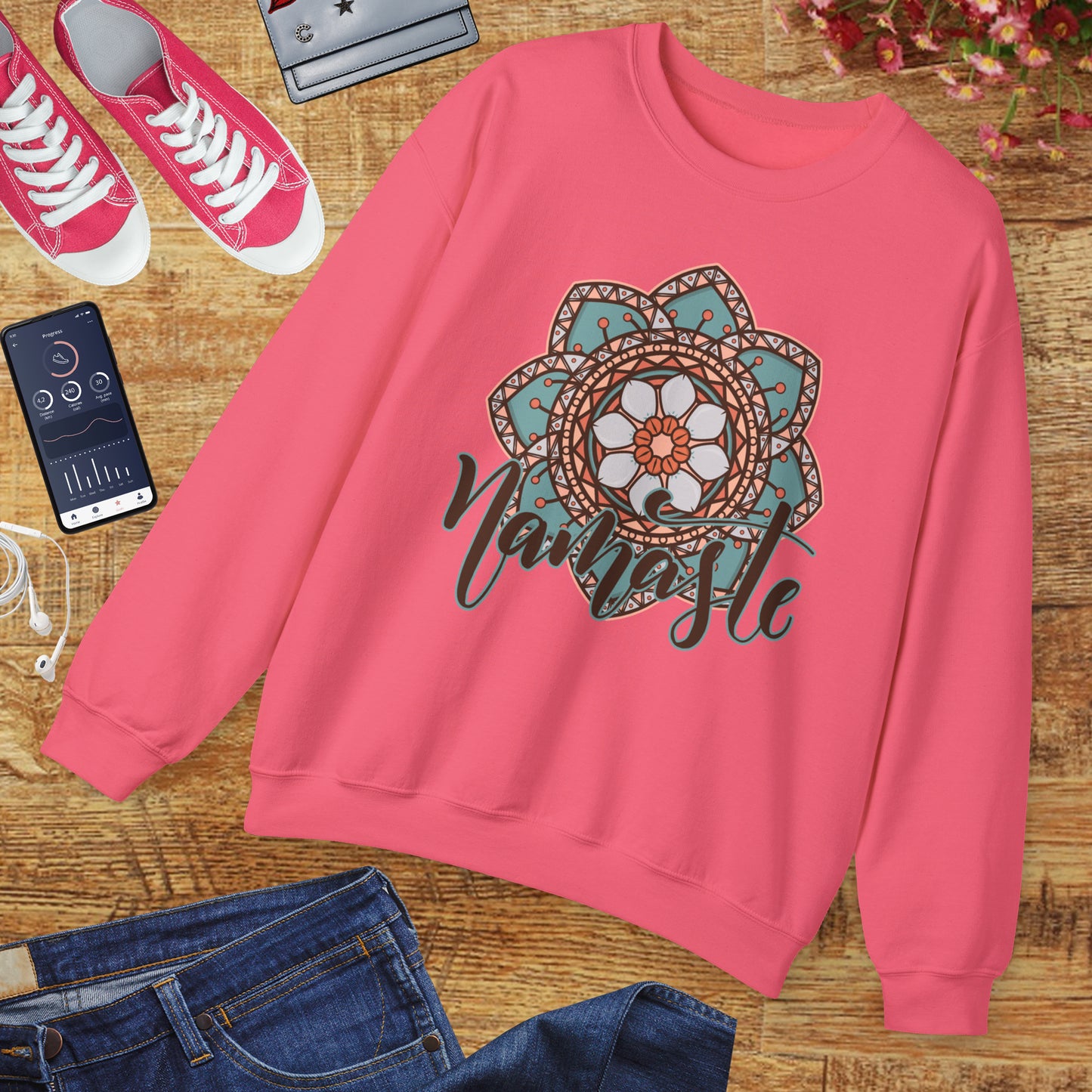 Namaste in Bloom🌸 - Mandala Crewneck Sweatshirt