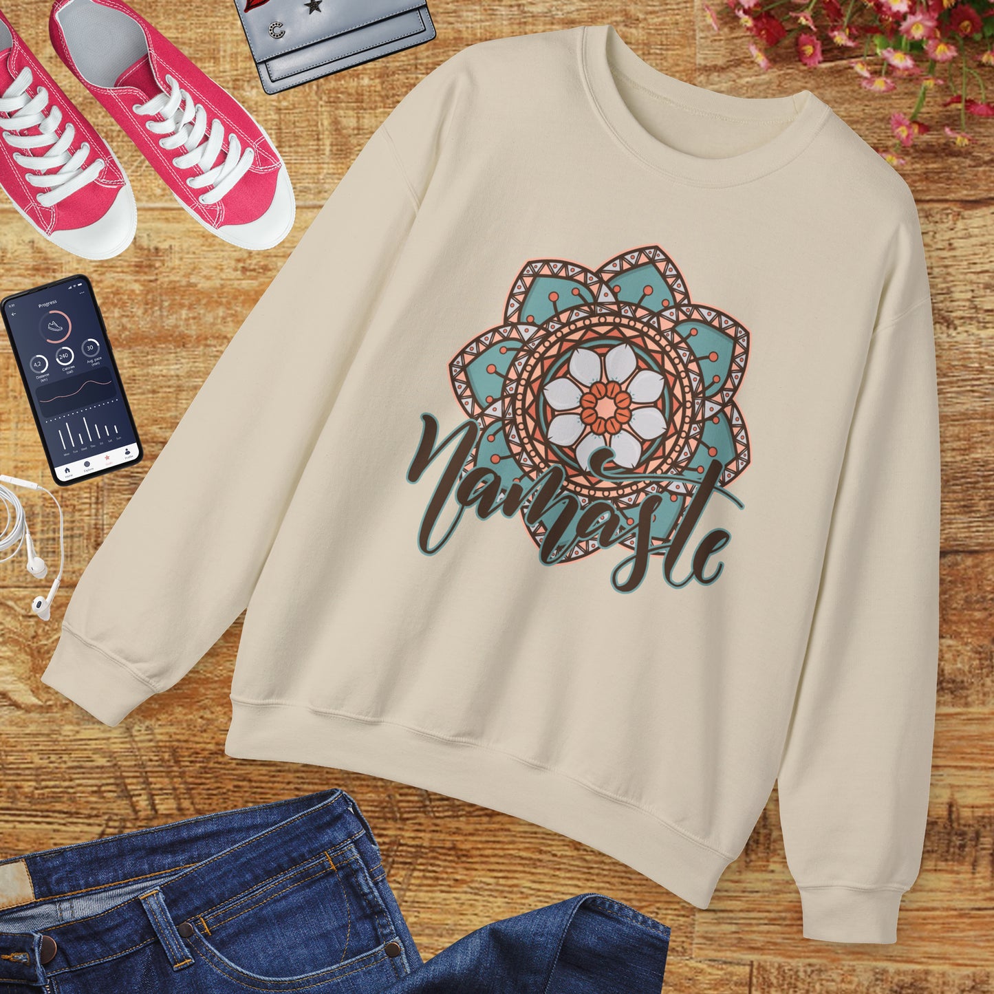 Namaste in Bloom🌸 - Mandala Crewneck Sweatshirt