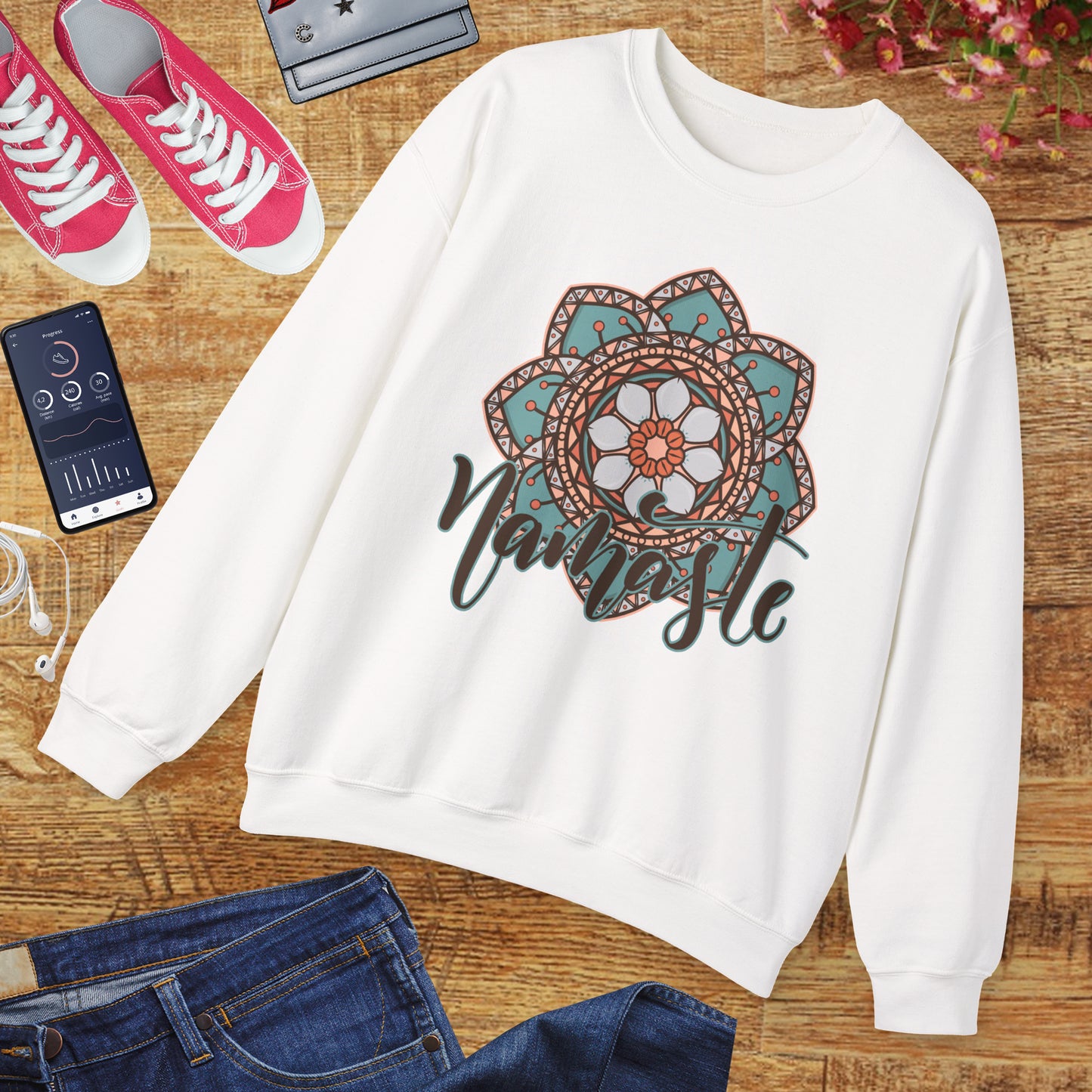 Namaste in Bloom🌸 - Mandala Crewneck Sweatshirt