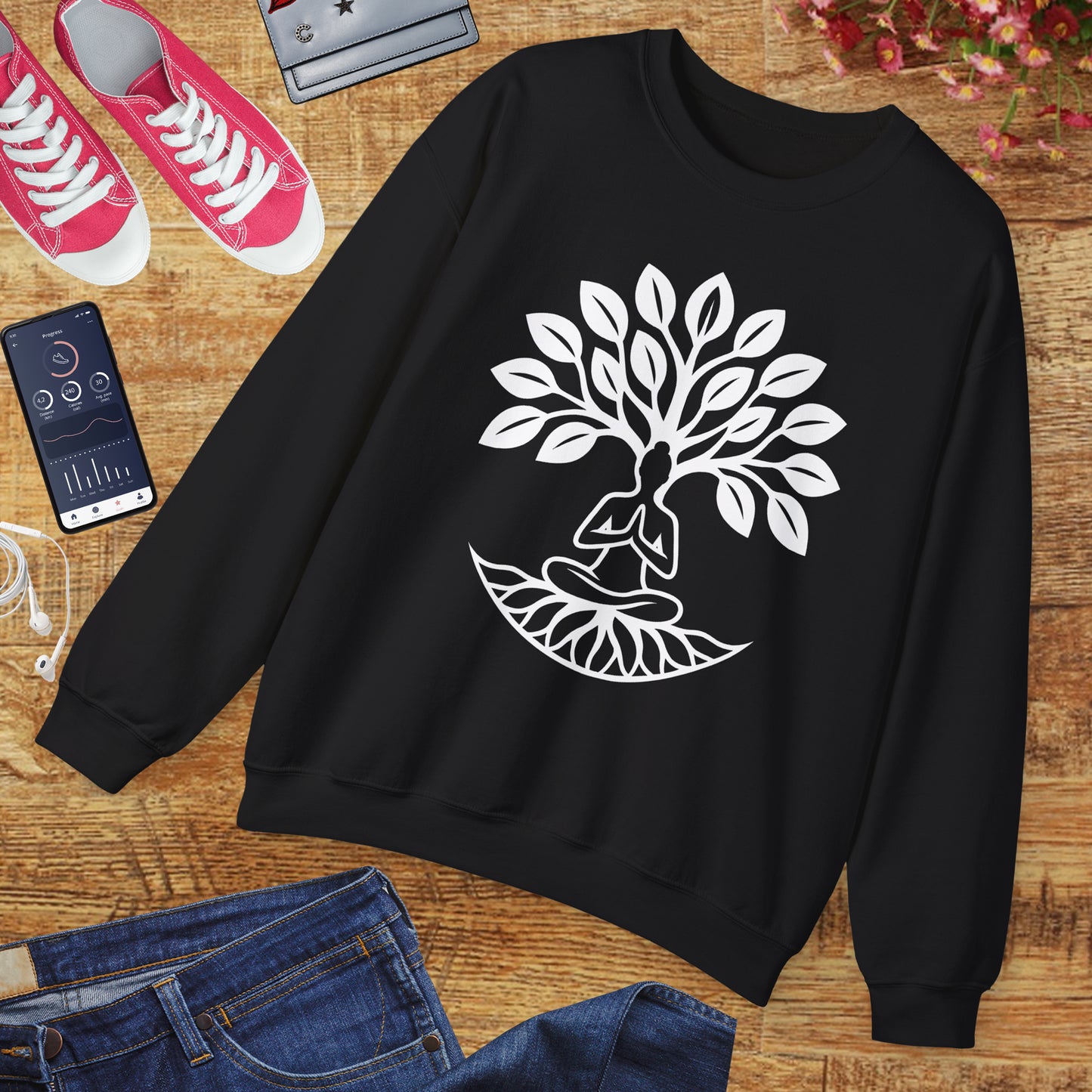 🌿Rooted in Stillness - Tree of Life Crewneck Sweatshirt