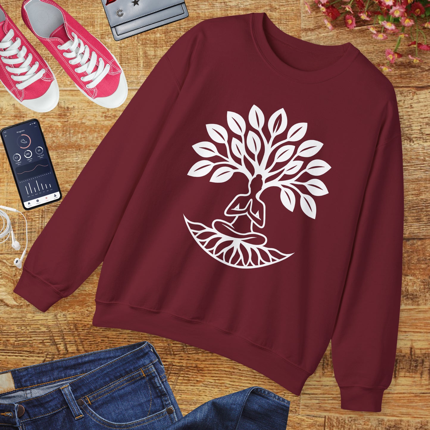 🌿Rooted in Stillness - Tree of Life Crewneck Sweatshirt