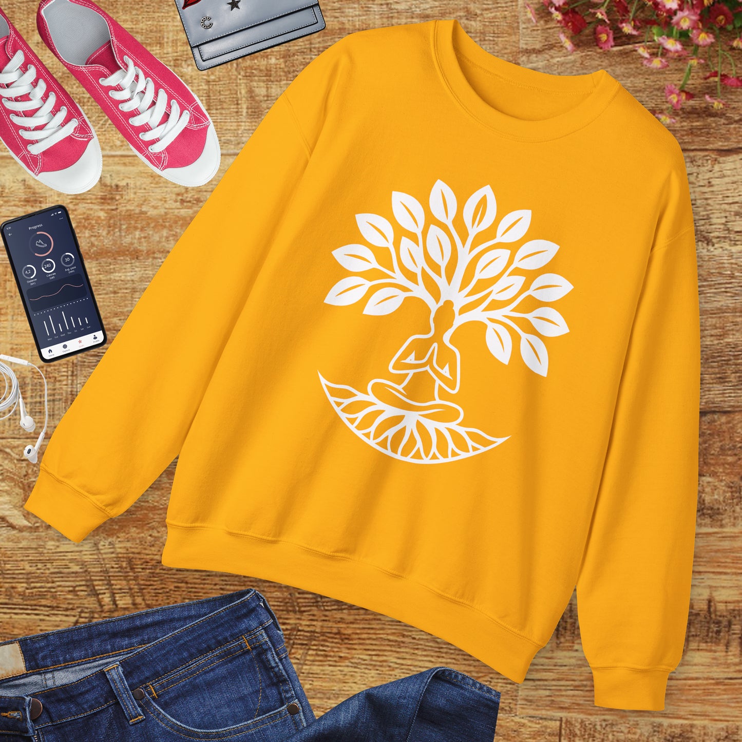 🌿Rooted in Stillness - Tree of Life Crewneck Sweatshirt