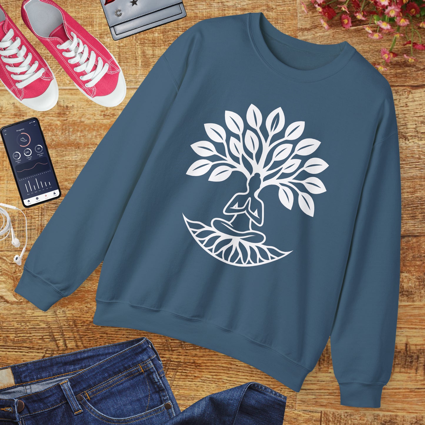 🌿Rooted in Stillness - Tree of Life Crewneck Sweatshirt