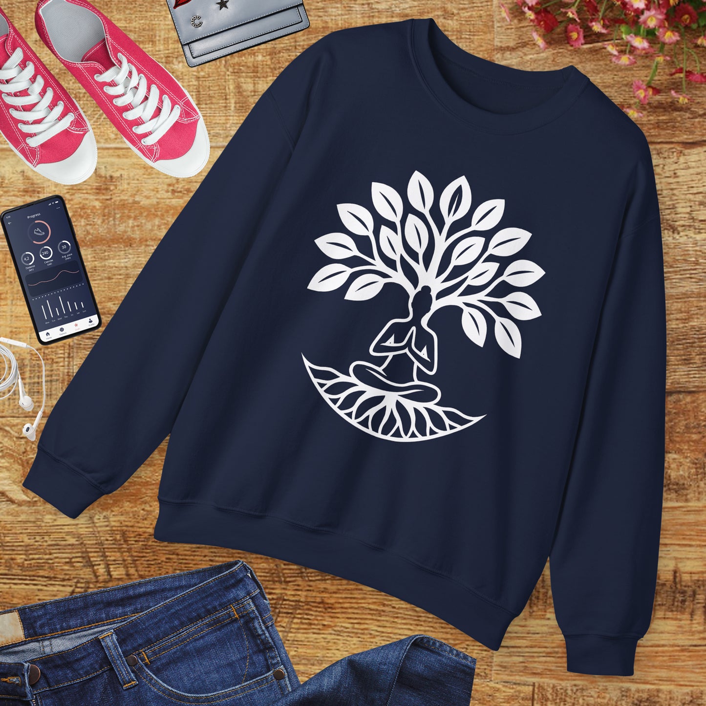 🌿Rooted in Stillness - Tree of Life Crewneck Sweatshirt