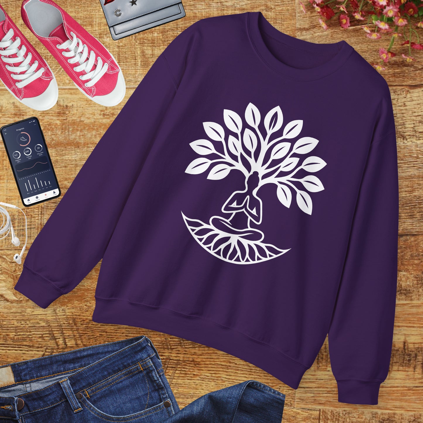 🌿Rooted in Stillness - Tree of Life Crewneck Sweatshirt