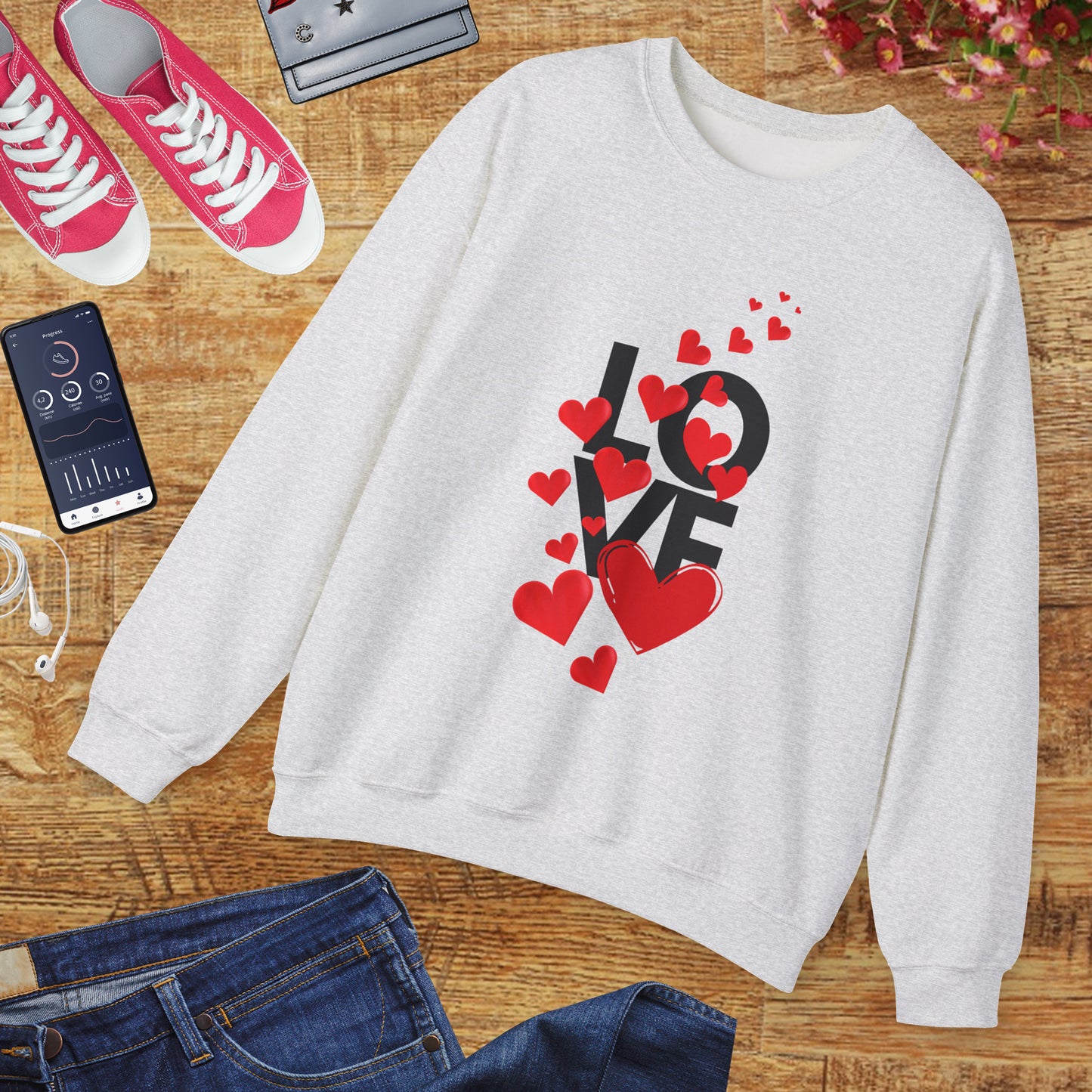 💖Love Woven in Hearts Crewneck Sweatshirt