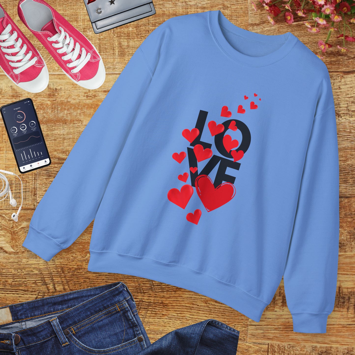 💖Love Woven in Hearts Crewneck Sweatshirt