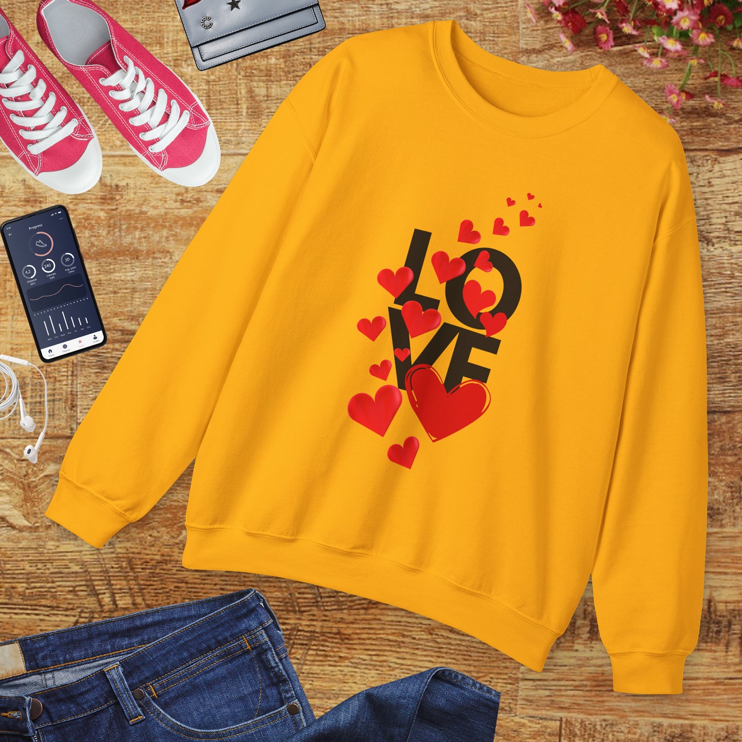 💖Love Woven in Hearts Crewneck Sweatshirt