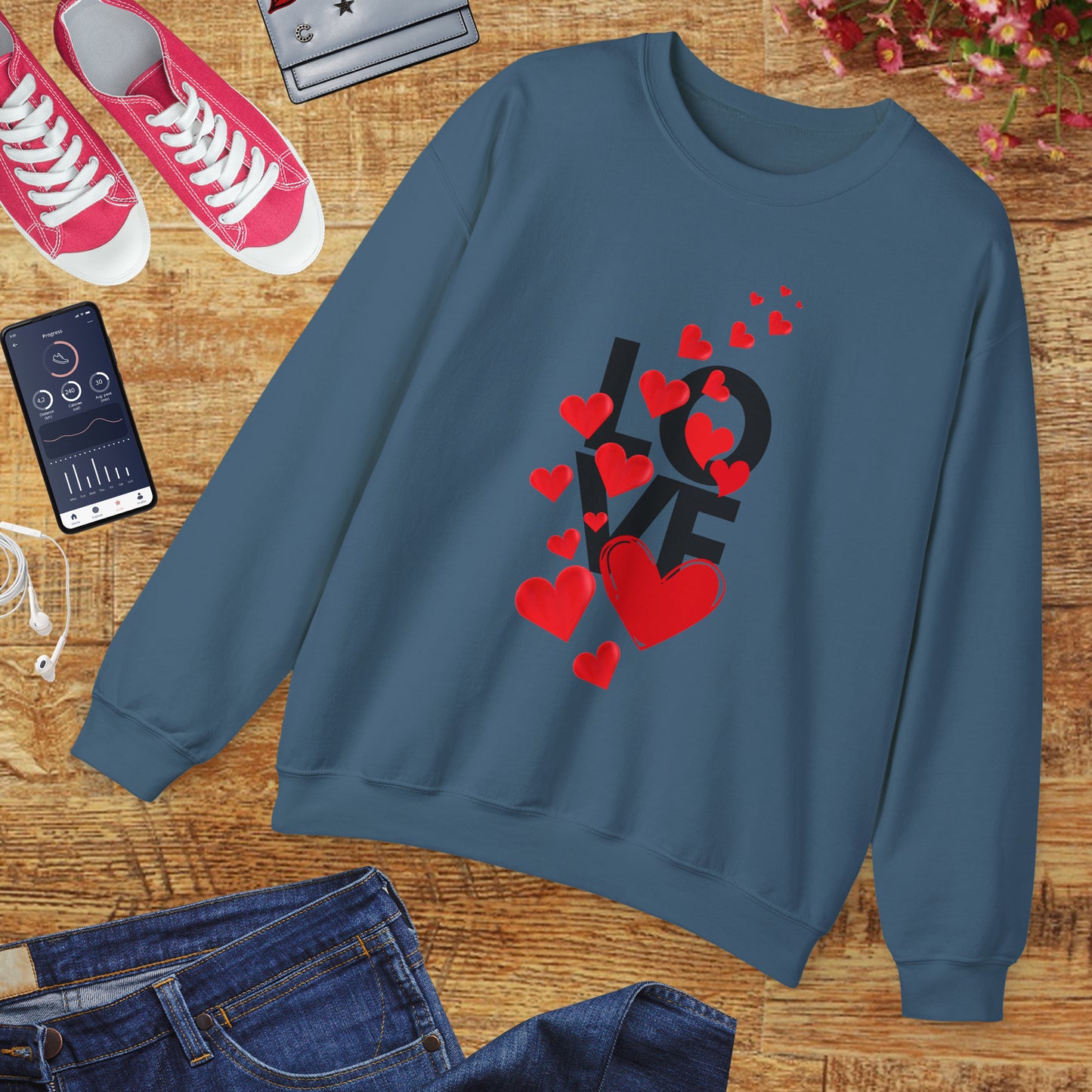 💖Love Woven in Hearts Crewneck Sweatshirt