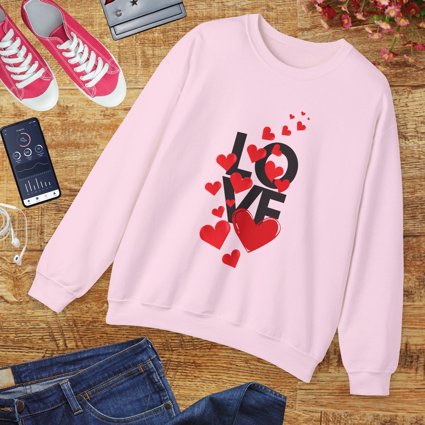 💖Love Woven in Hearts Crewneck Sweatshirt