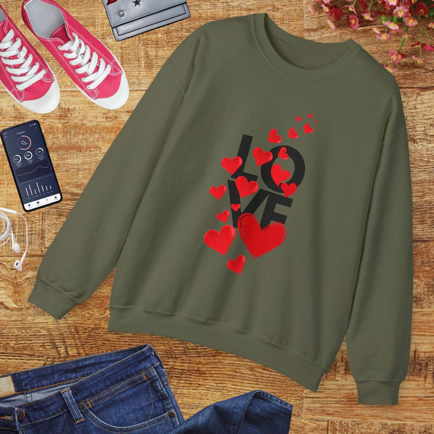 💖Love Woven in Hearts Crewneck Sweatshirt
