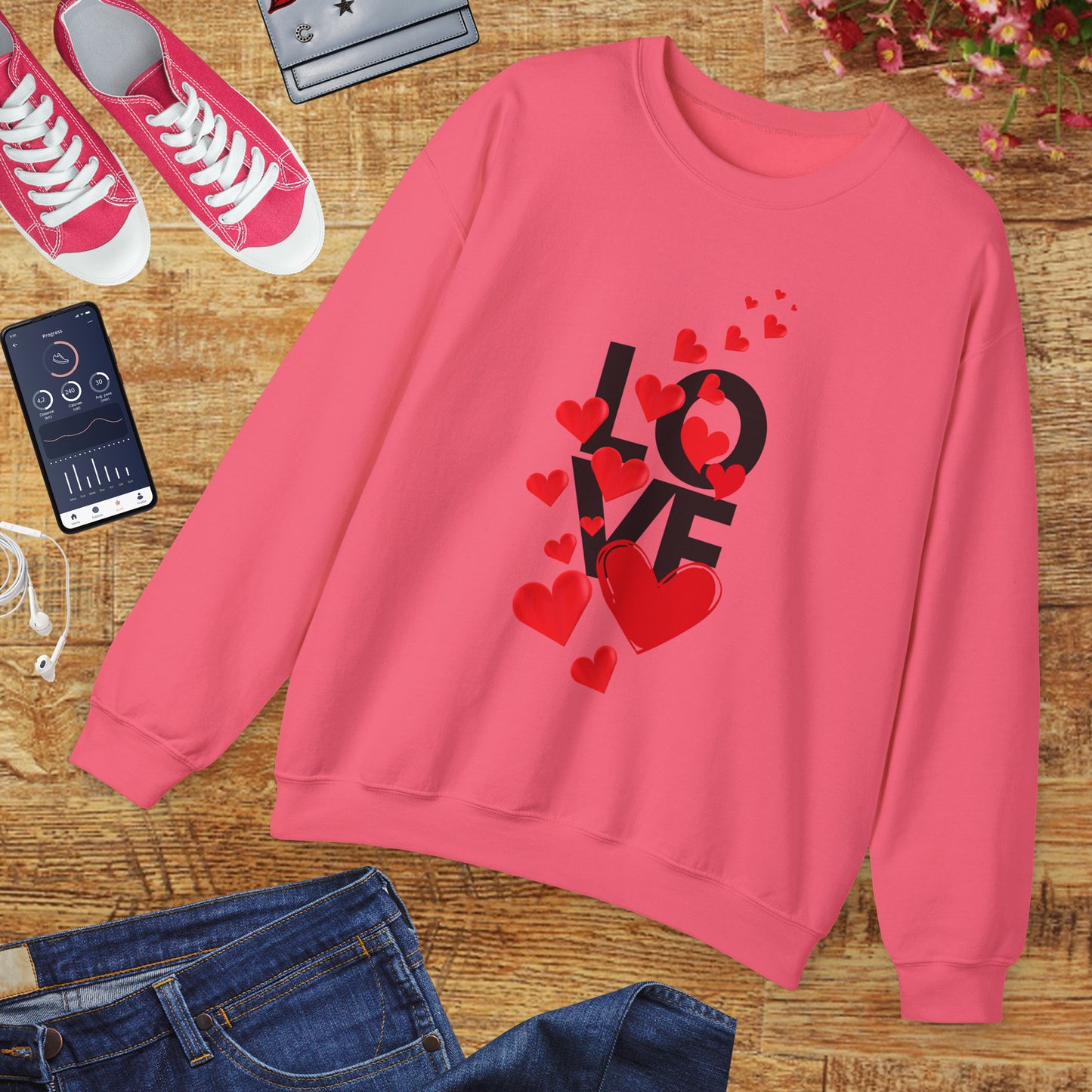 💖Love Woven in Hearts Crewneck Sweatshirt