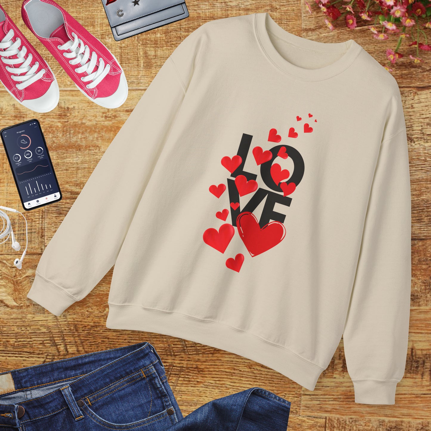 💖Love Woven in Hearts Crewneck Sweatshirt