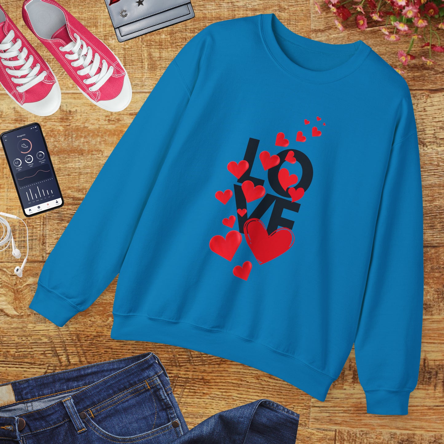 💖Love Woven in Hearts Crewneck Sweatshirt