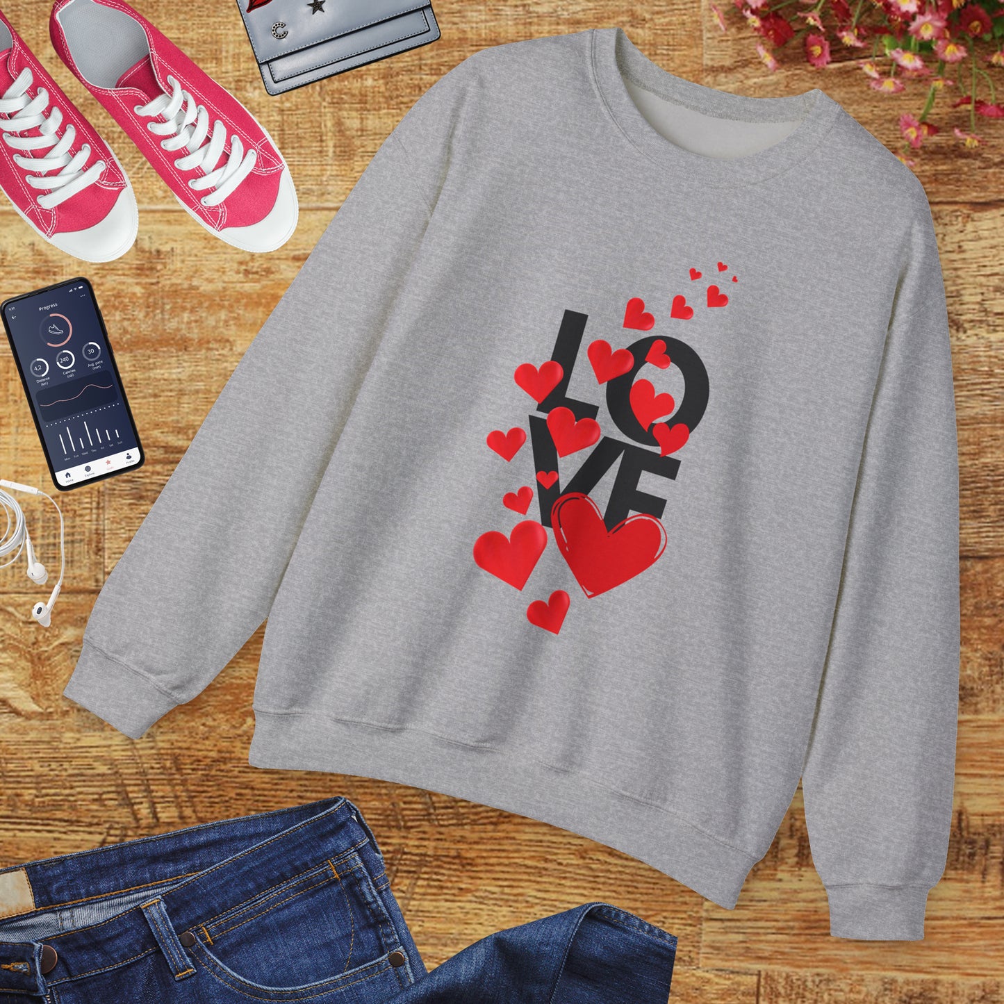 💖Love Woven in Hearts Crewneck Sweatshirt