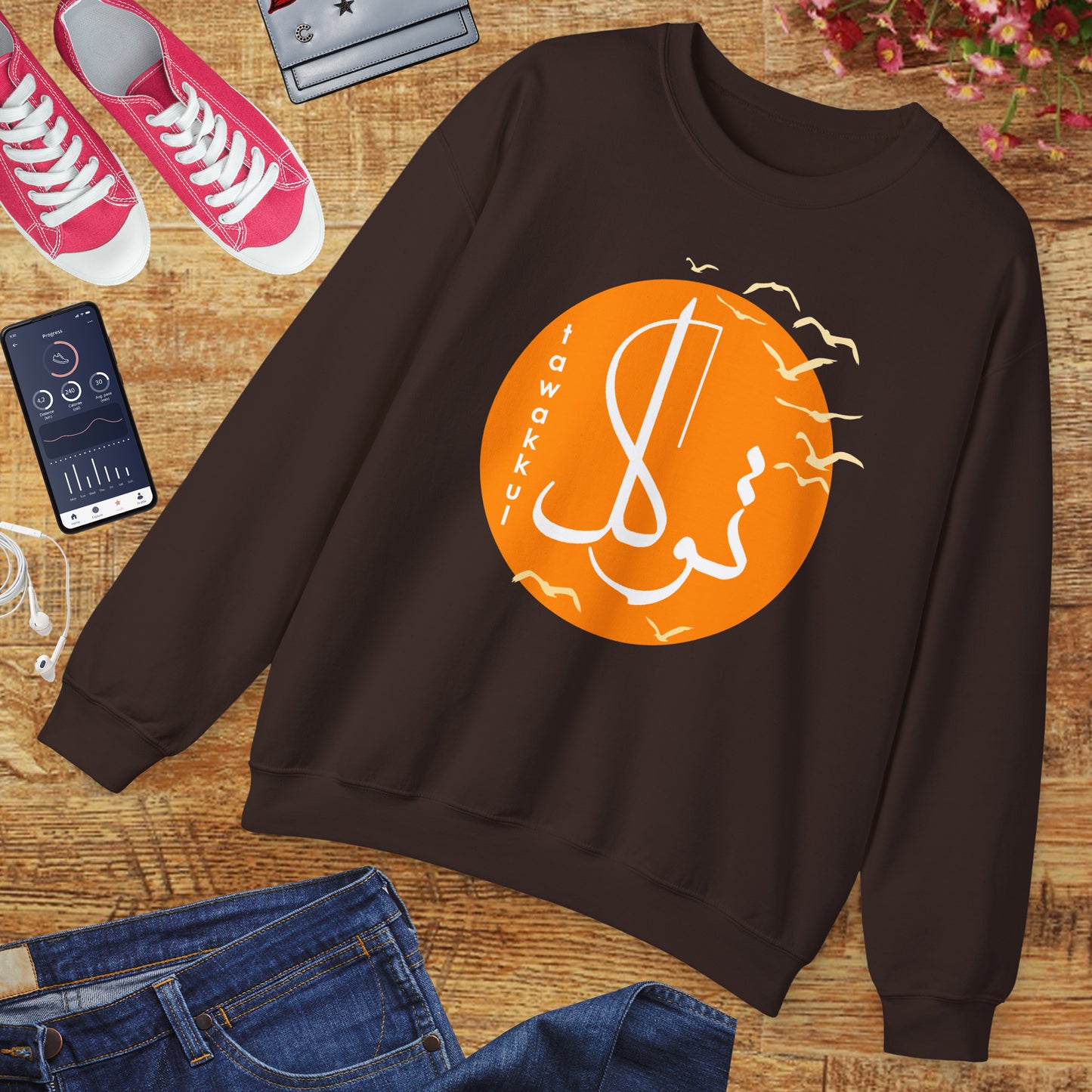 ☀️Divine Trust - "Tawakkul" Sun & Birds Crewneck Sweatshirt