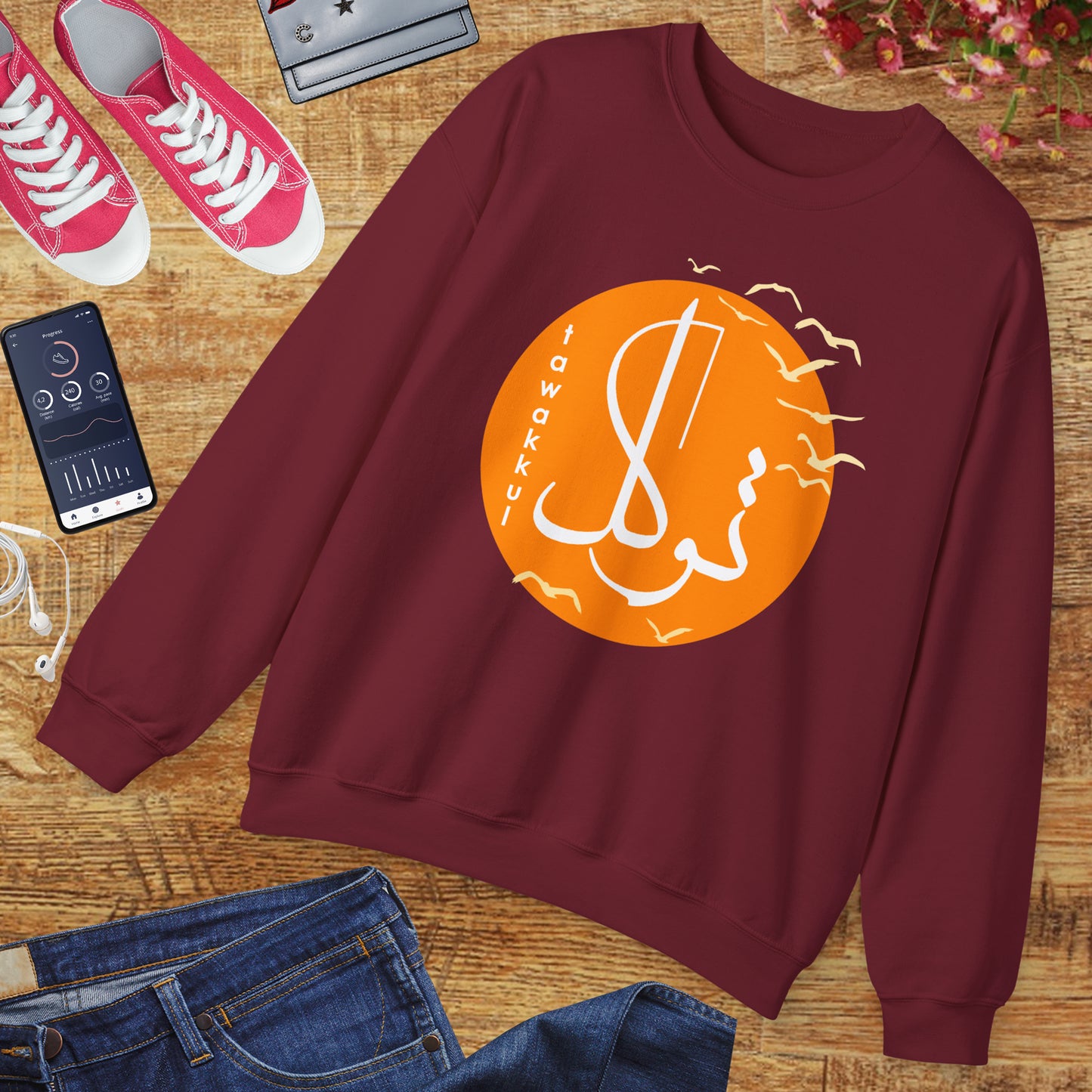☀️Divine Trust - "Tawakkul" Sun & Birds Crewneck Sweatshirt