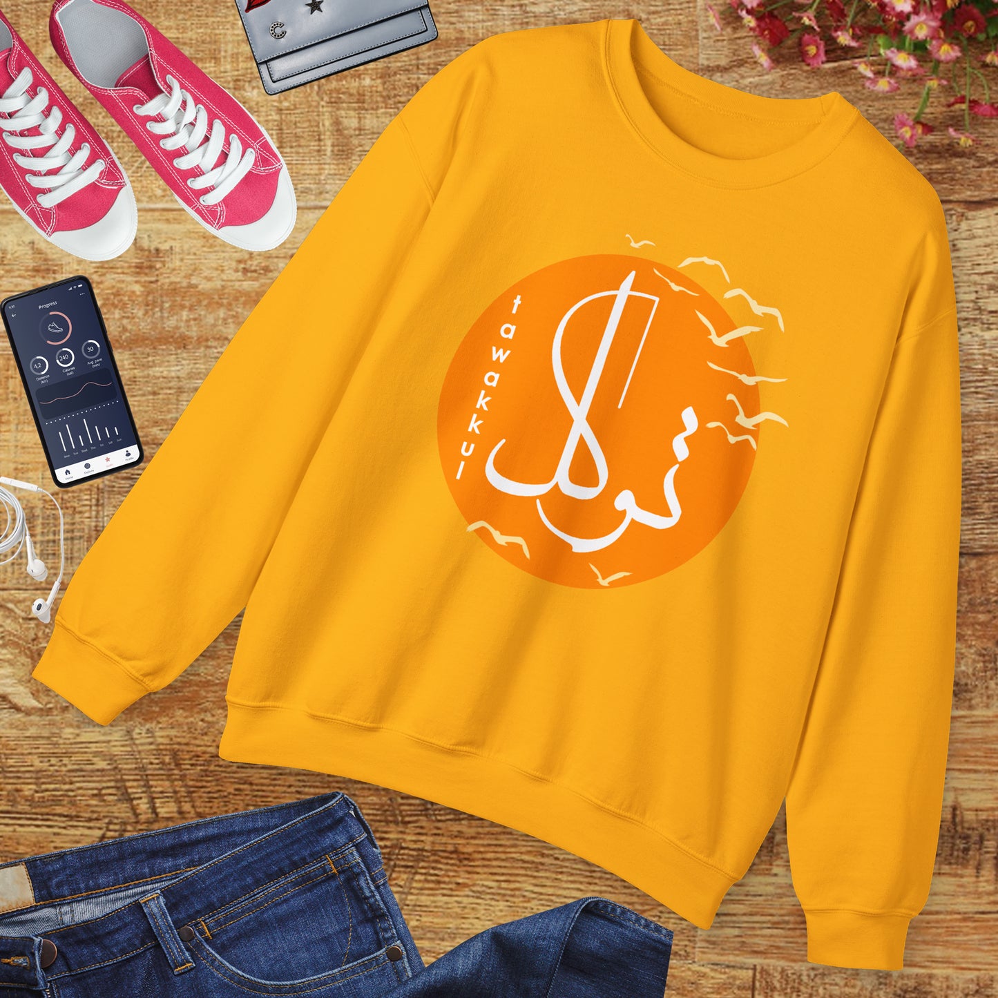 ☀️Divine Trust - "Tawakkul" Sun & Birds Crewneck Sweatshirt