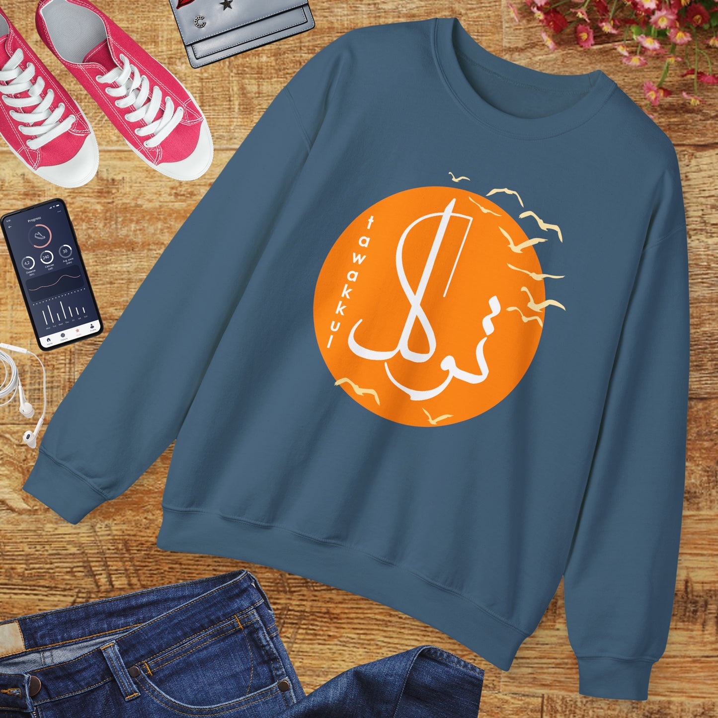 ☀️Divine Trust - "Tawakkul" Sun & Birds Crewneck Sweatshirt