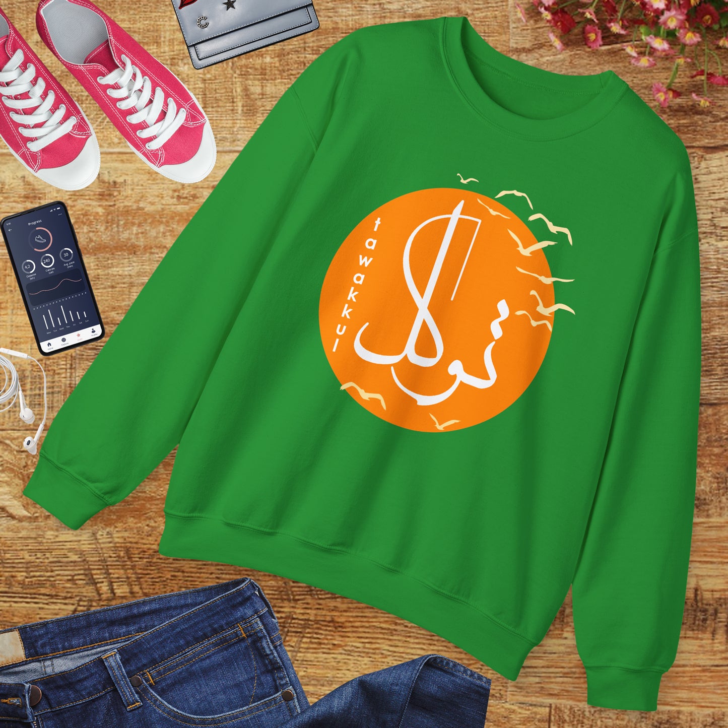 ☀️Divine Trust - "Tawakkul" Sun & Birds Crewneck Sweatshirt
