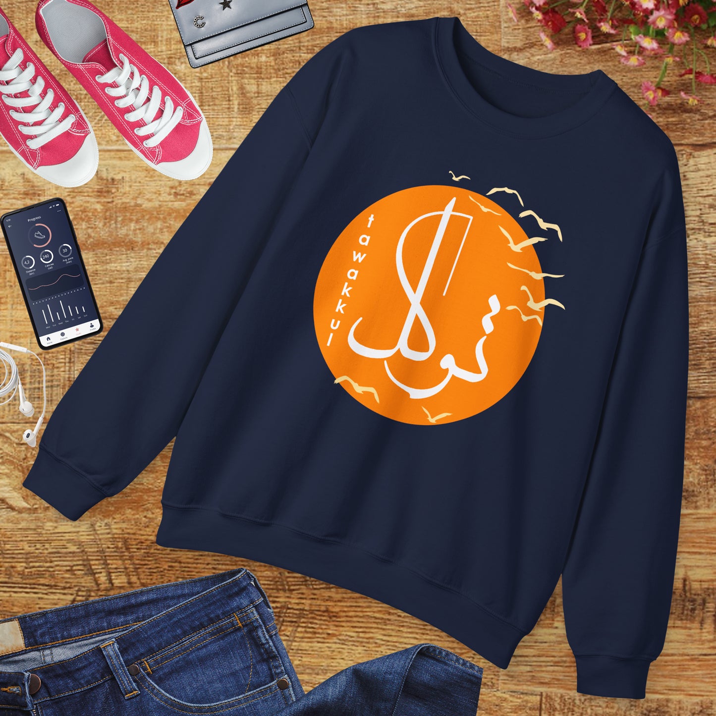 ☀️Divine Trust - "Tawakkul" Sun & Birds Crewneck Sweatshirt