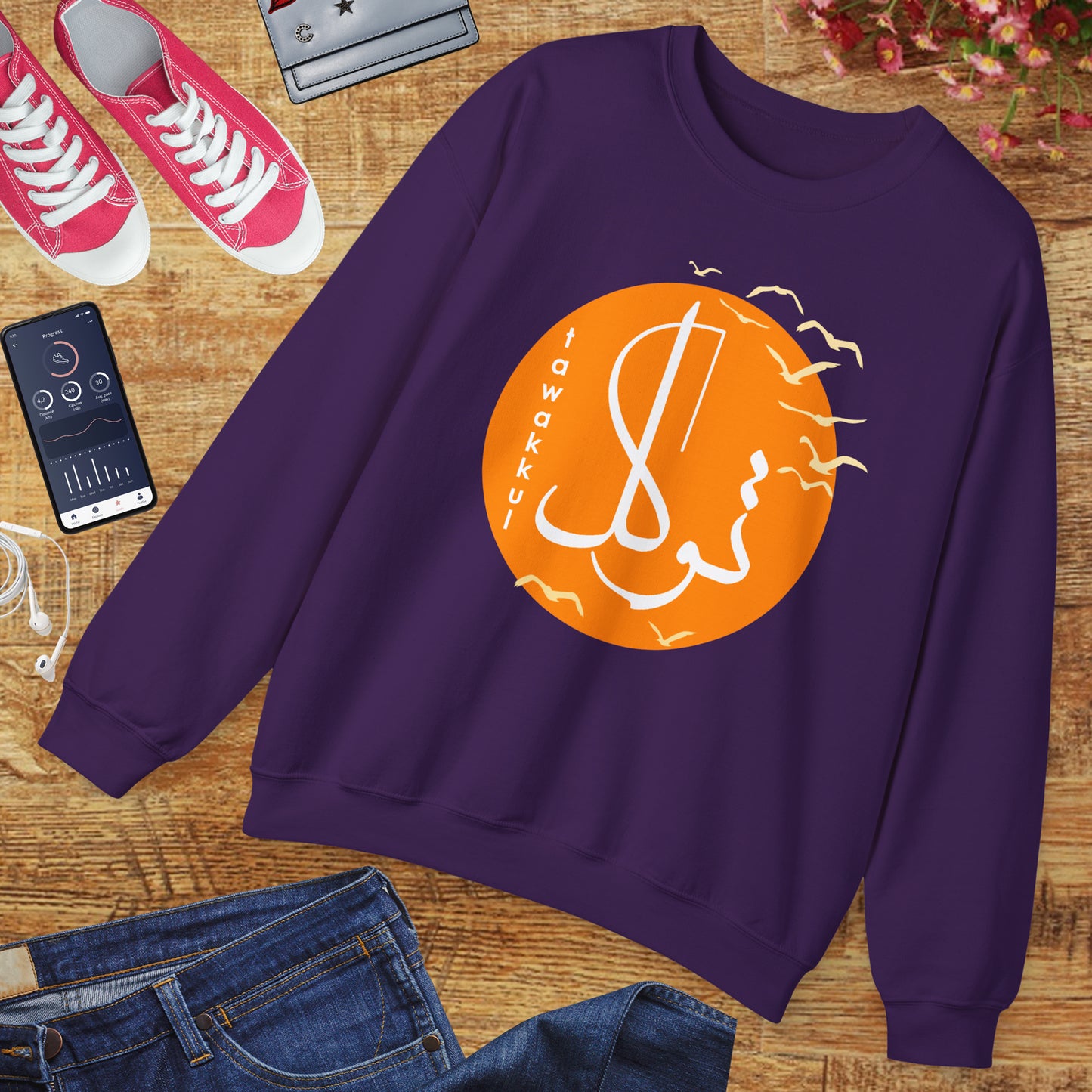 ☀️Divine Trust - "Tawakkul" Sun & Birds Crewneck Sweatshirt