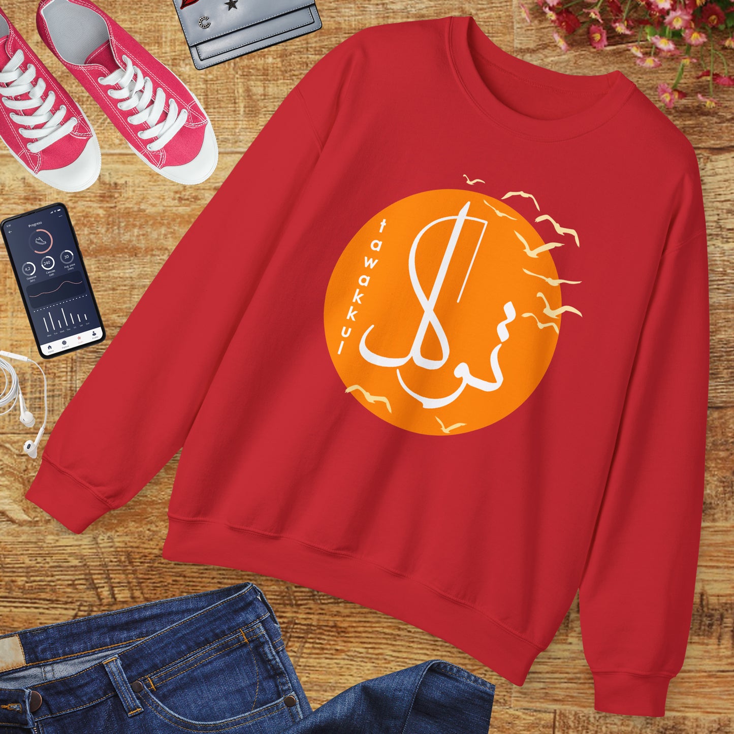 ☀️Divine Trust - "Tawakkul" Sun & Birds Crewneck Sweatshirt