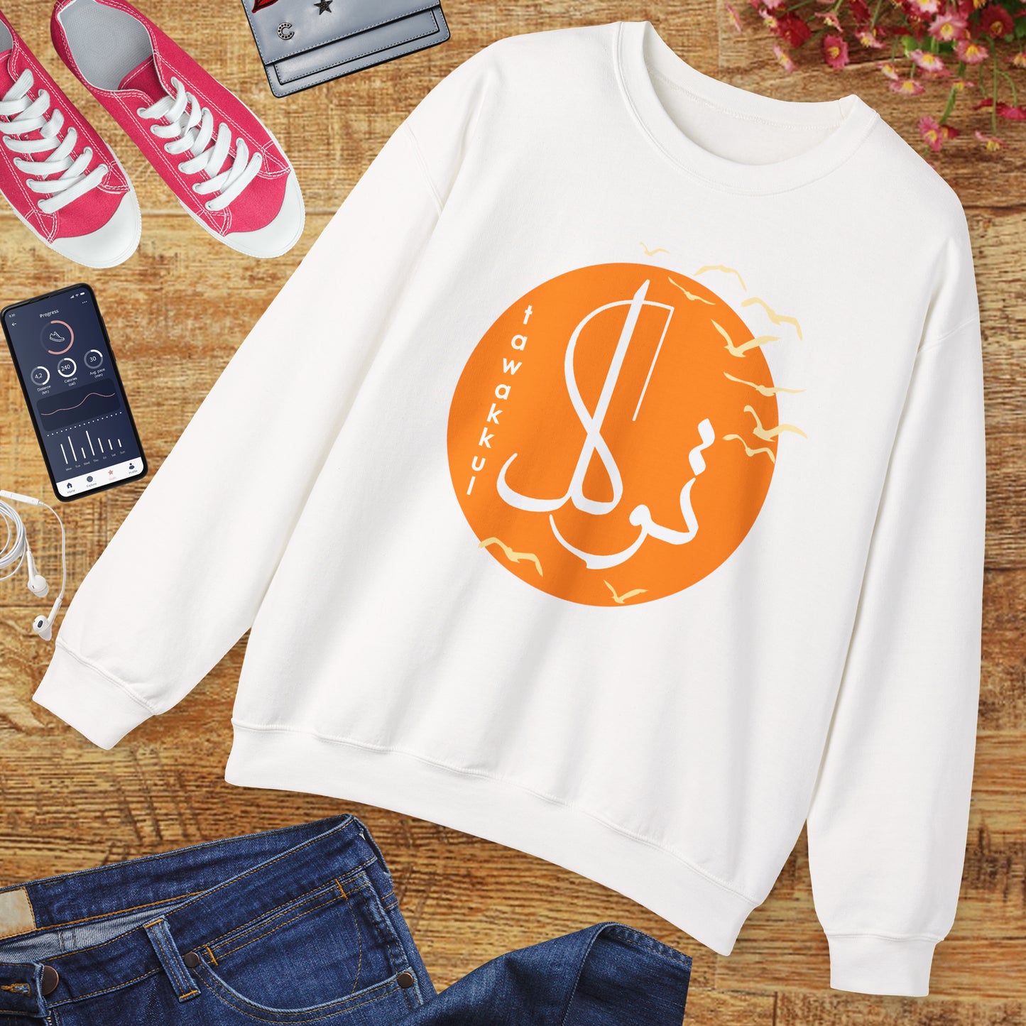 ☀️Divine Trust - "Tawakkul" Sun & Birds Crewneck Sweatshirt