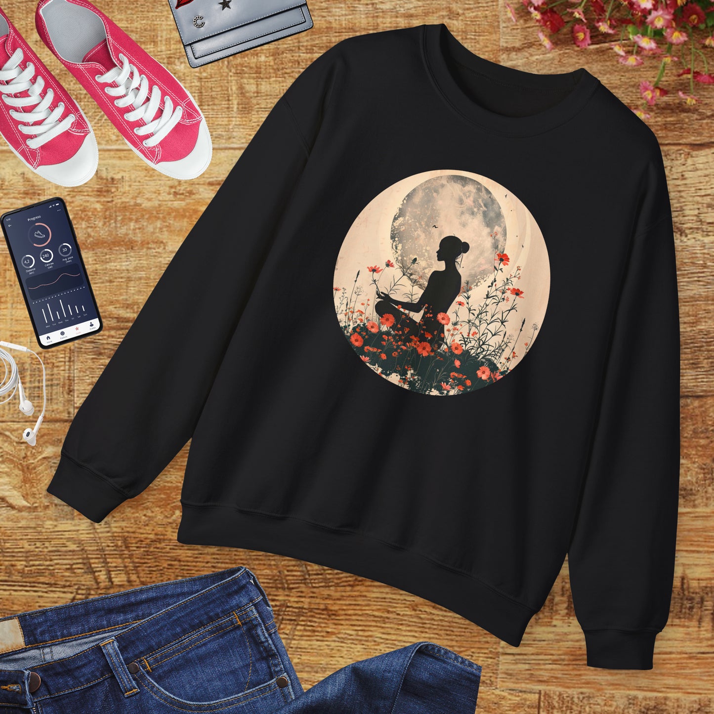 🌺Moonlit Stillness - A Sacred Space to Just Be Crewneck Sweatshirt