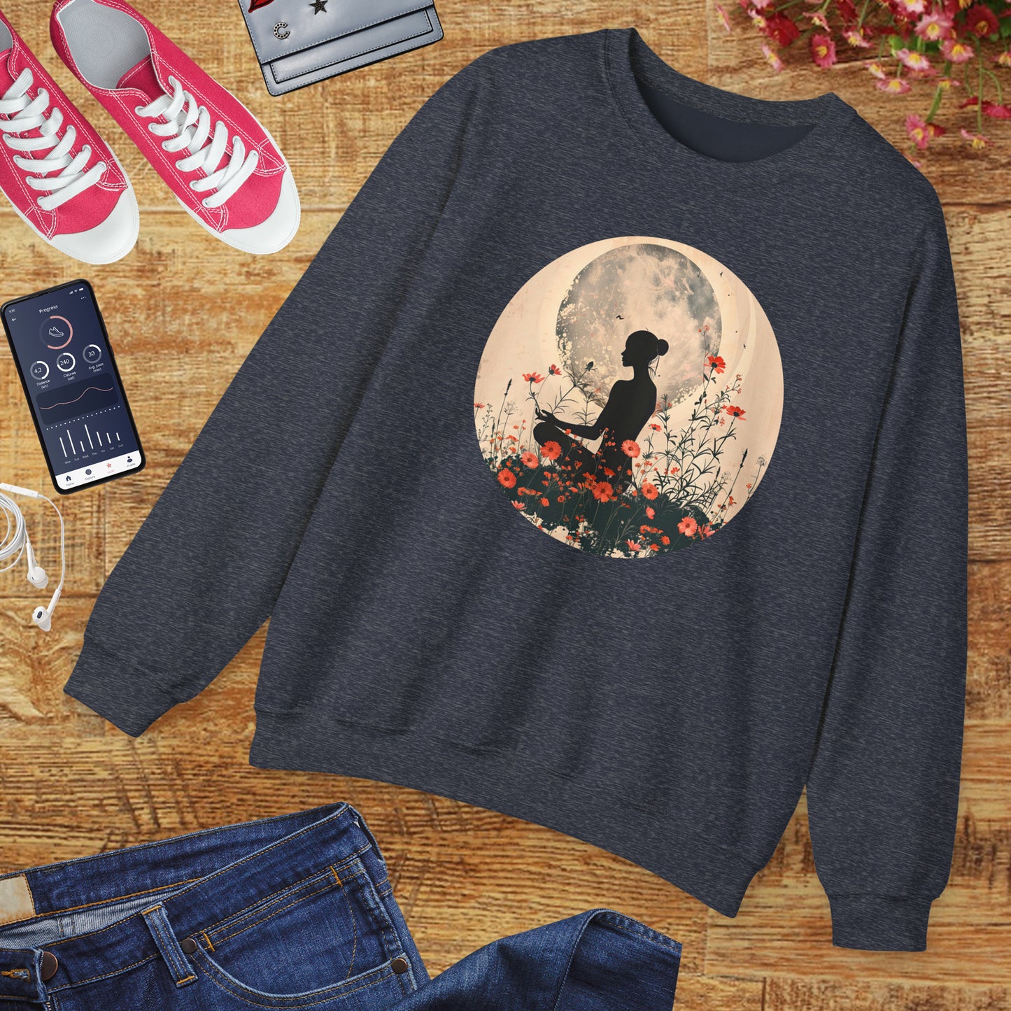 🌺Moonlit Stillness - A Sacred Space to Just Be Crewneck Sweatshirt
