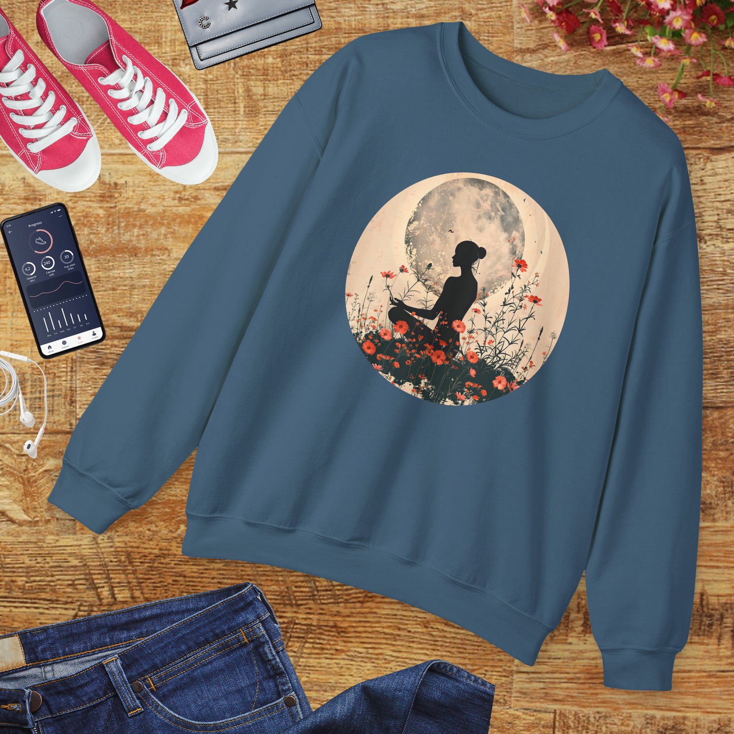 🌺Moonlit Stillness - A Sacred Space to Just Be Crewneck Sweatshirt