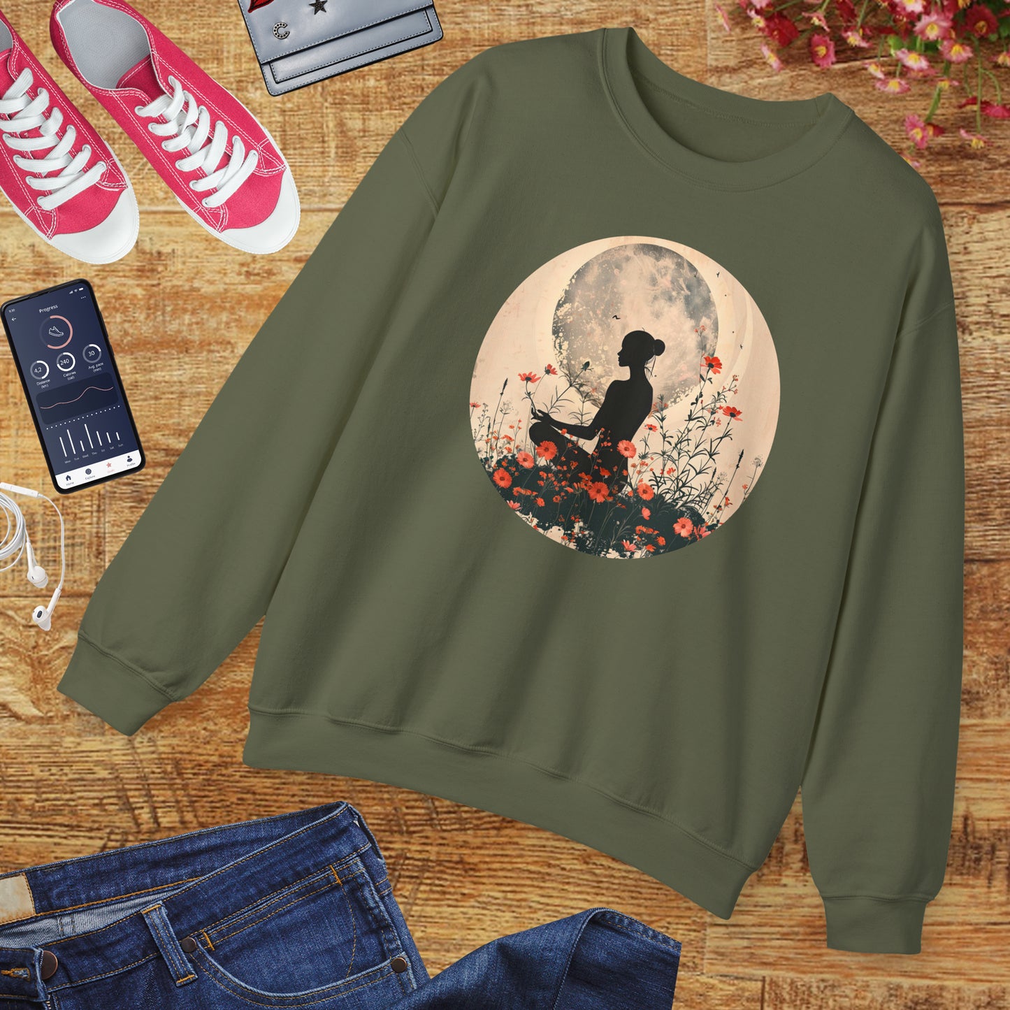 🌺Moonlit Stillness - A Sacred Space to Just Be Crewneck Sweatshirt